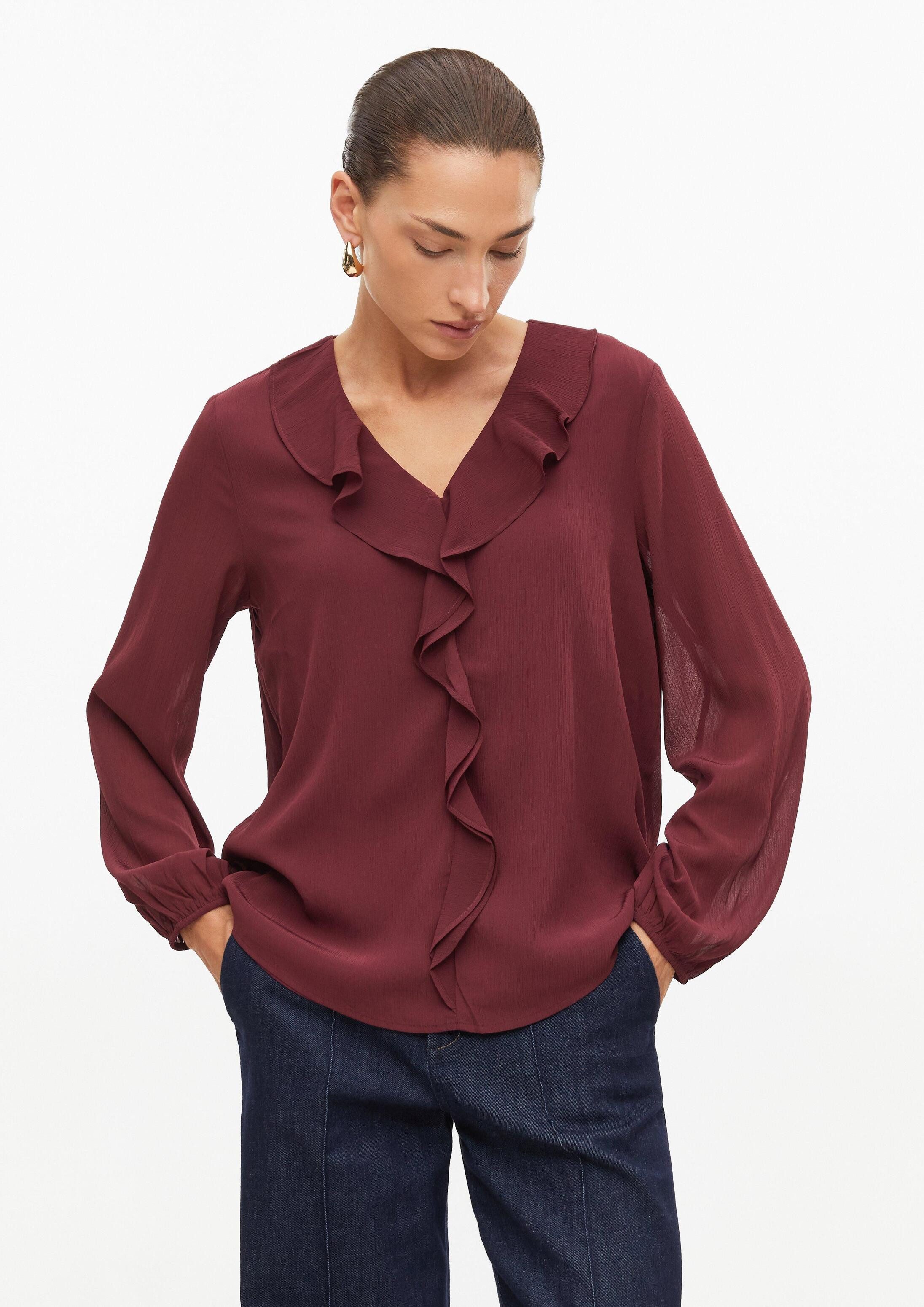 s.Oliver Langarmbluse Bluse Bluse aus Crinkle-Chiffon mit Volants