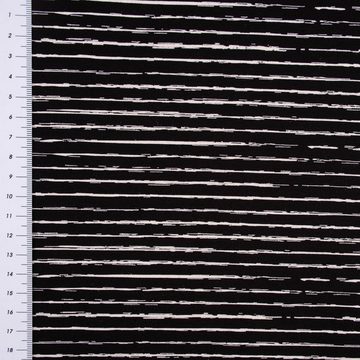 SCHÖNER LEBEN. Stoff Baumwolljersey Jersey Streifen unregelmäßig schwarz weiß 1,45m Breite, allergikergeeignet