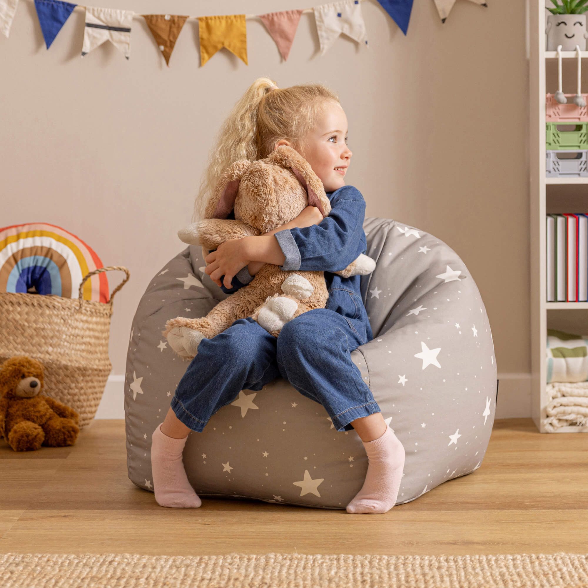 icon Sitzsack Kinder Indoor Outdoor Druck, 53x50cm, Made in Germany, für Kinderzimmer, mit Füllung, wetterfest