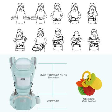 Cbei Bauchtrage Babytrage für Neugeborene und Kleinkinder Ergonomische grün (Bauchtrage Rückentrage für Babys & Kleinkinder (3-30 kg), 1-tlg., Verstellbare atmungsaktive Babytrage), leichte Babytrage mit Hüftsitz, Hüftgurt Babytrage