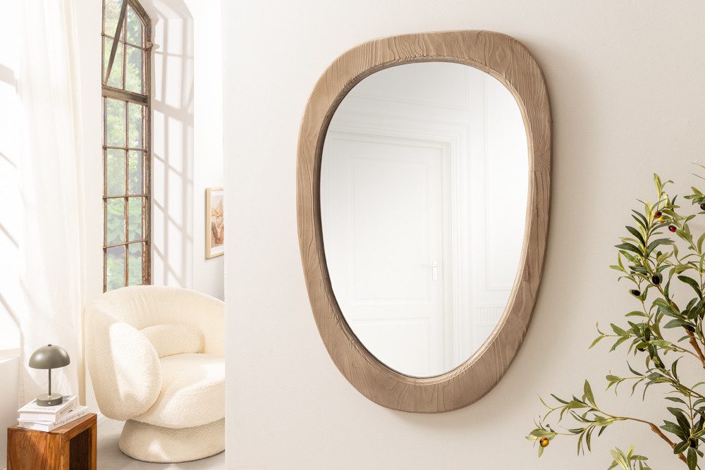 riess-ambiente Wandspiegel ORGANIC 105cm natur – Pinienholz, massiv, mit Ra günstig online kaufen