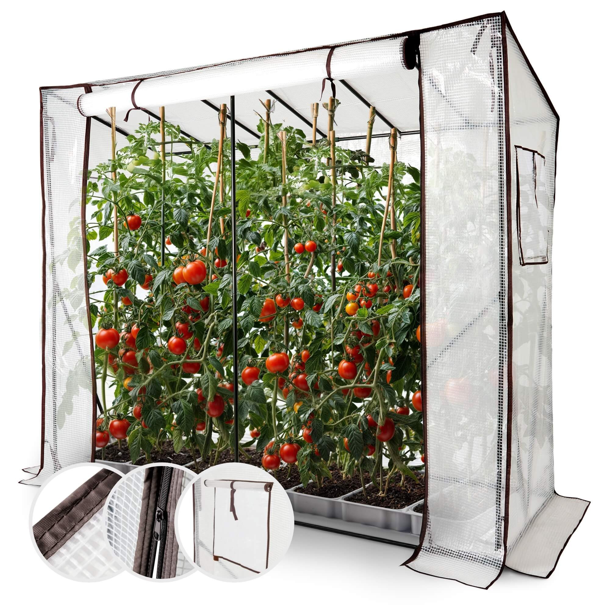 Arebos Tomatengewächshaus 200×77×170 cm mit 2 Netzfenstern & Rolltür, BxTxH günstig online kaufen