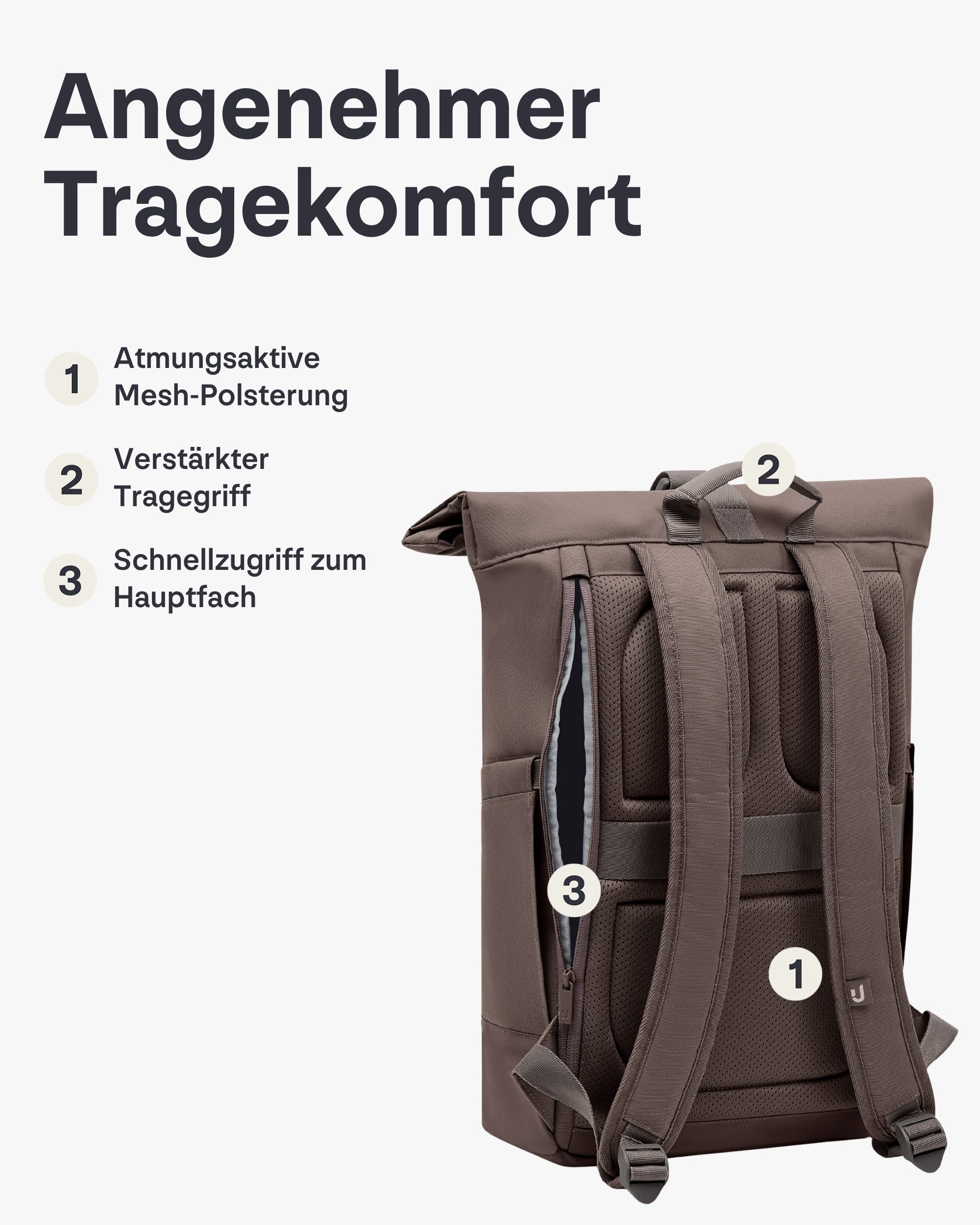 Johnny Urban Cityrucksack Luca Medium Rolltop Rucksack (1-tlg), Gepolstertes Laptopfach, Wasserabweisend – Bild 4 von 5