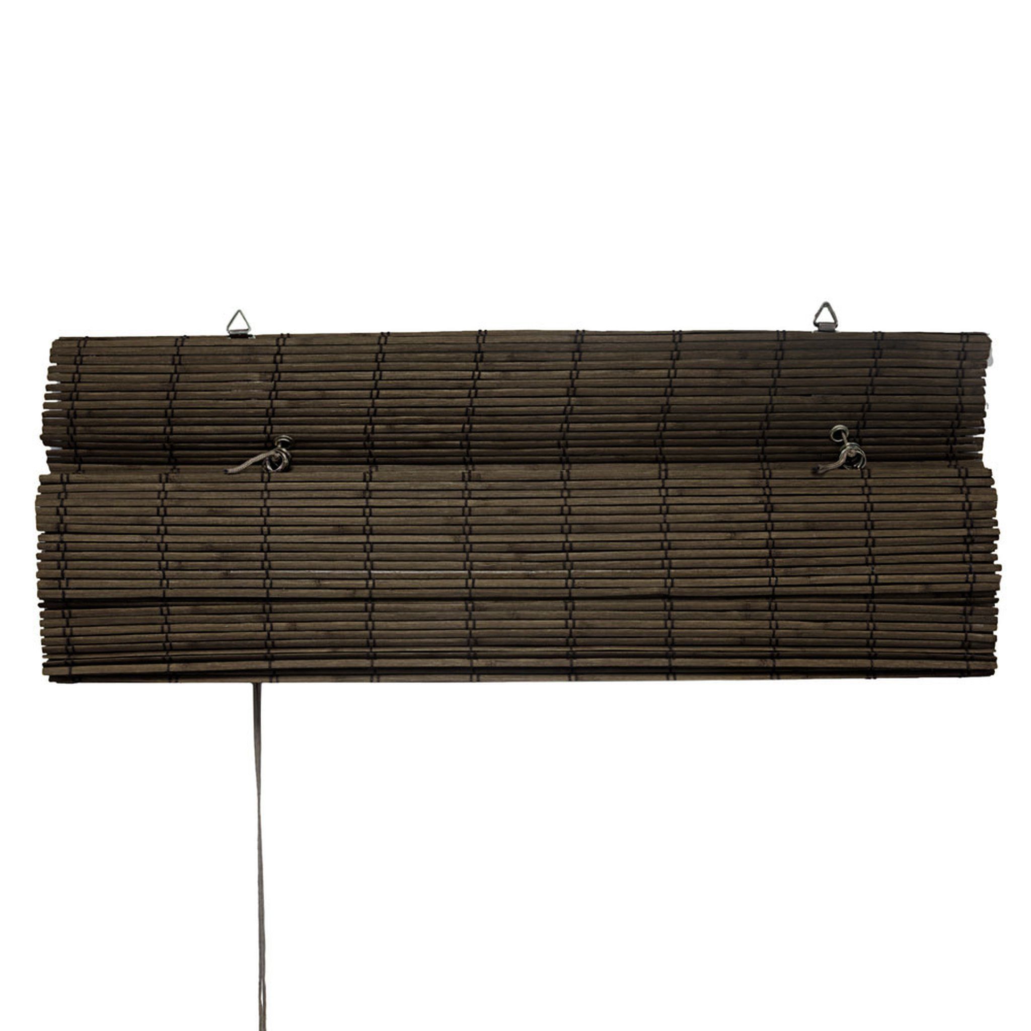 Victoria M. Raffrollo Bambus-Raffrollo, 40 x 130 cm, dunkelbraun, mit Hakenaufhängung, ohne Bohren, freihängend, zum Schrauben, Bambus