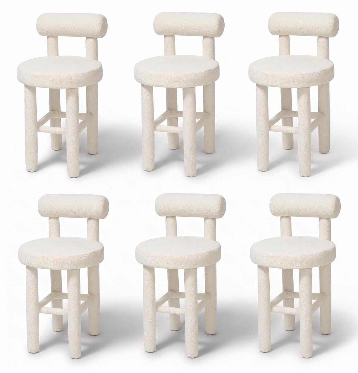 Xlmoebel Barhocker Exklusiver runder Barhocker in Weiß mit modernem Stoffbezug, Made in Europa
