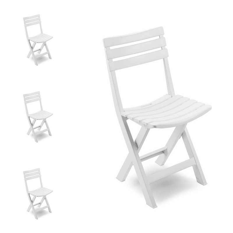 Mojawo Armlehnstuhl 4 Stück Gartenstuhl Klappstuhl Kunststoff Weiß