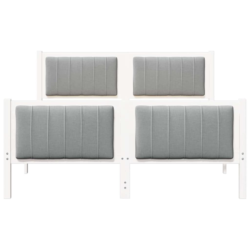 vidaXL Bed Frame White and Light Grey 140 x 190 cm Solid Pine Wood (1-piece)