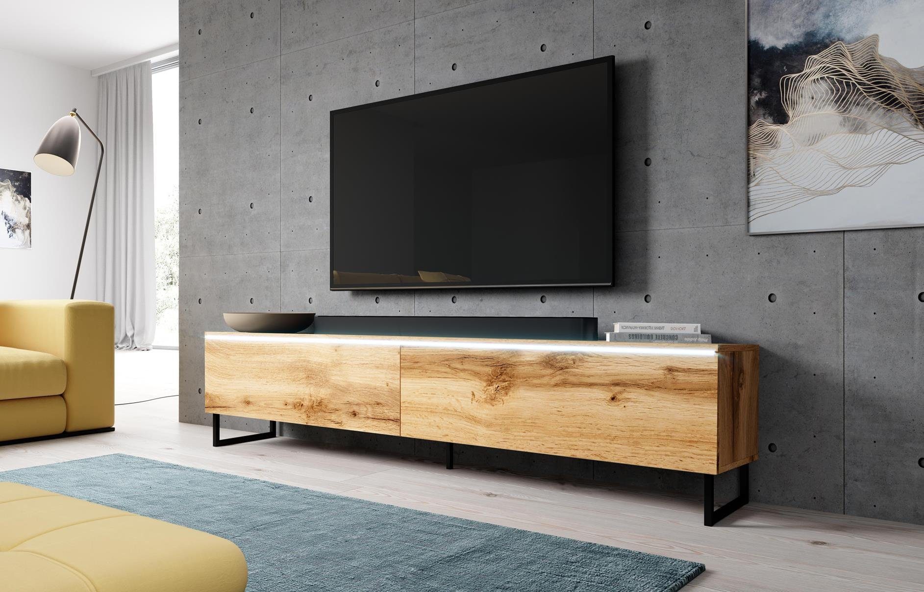 Furnix TV-Board BARGO TV-Schrank mit Metallfüßen OHNE LED, B180 x H34 x T32 cm Wotan