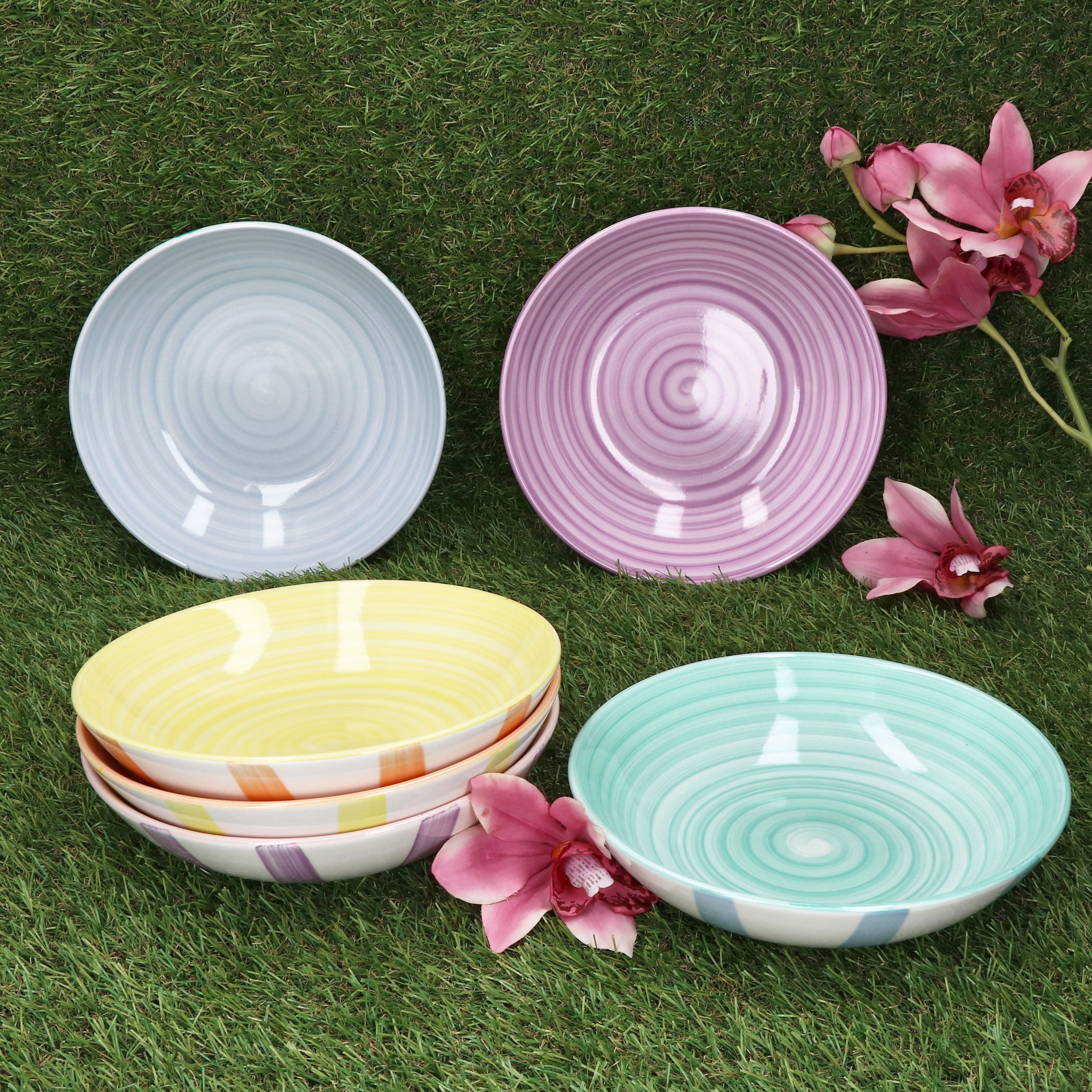 MamboCat Suppenteller Beach Pastello Stripes 6er Set Suppenteller 600ml Steingut pastell