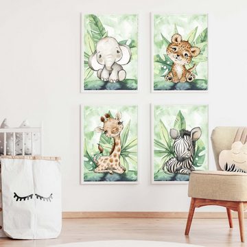 WANDKIND Poster Kinderzimmer Poster 4er Set Premium P717 / Dschungel, Wandposter in verschiedenen Größen