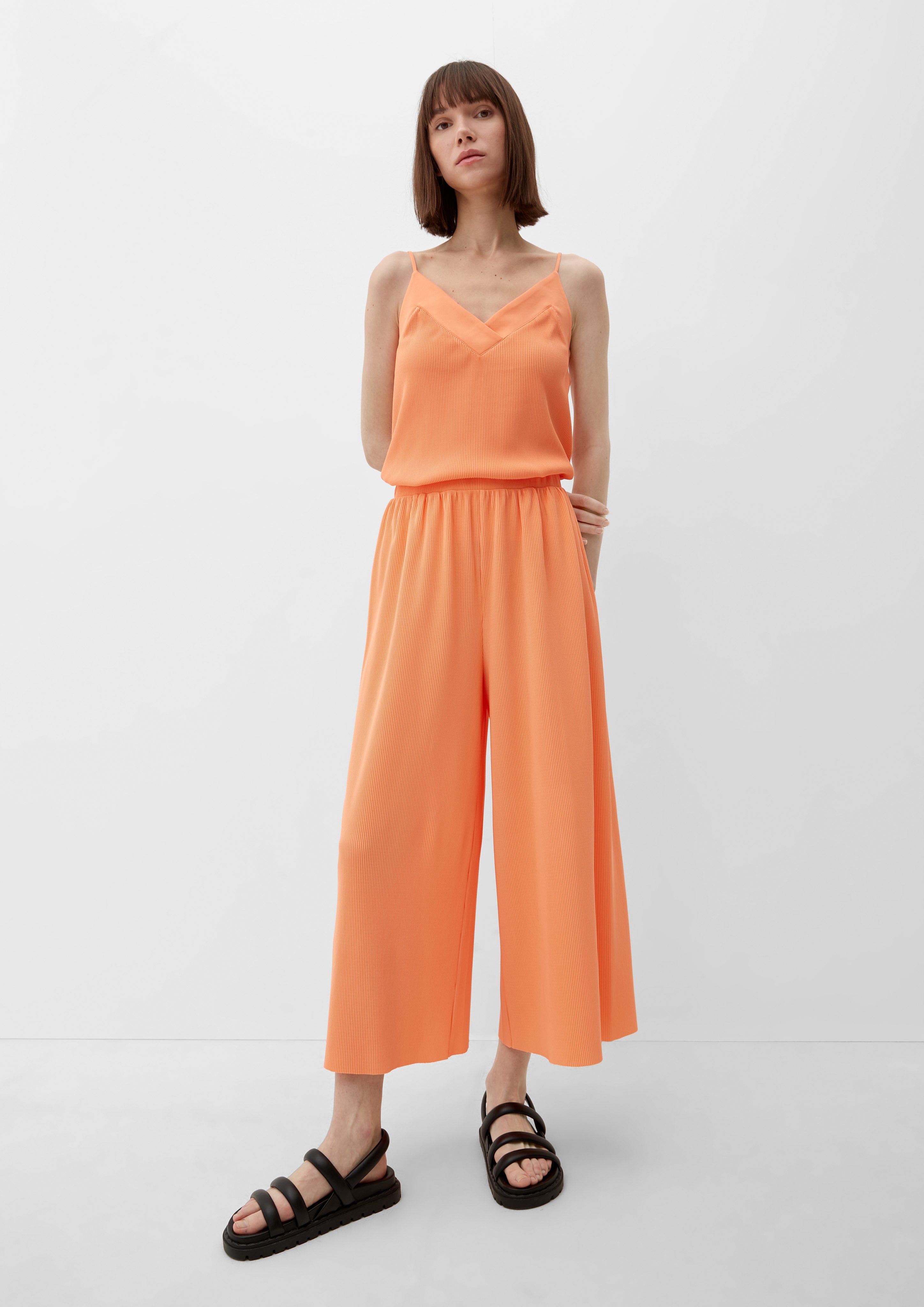 s.Oliver 7/8-Hose Culotte mit Plisseéfalten Raffung papaya