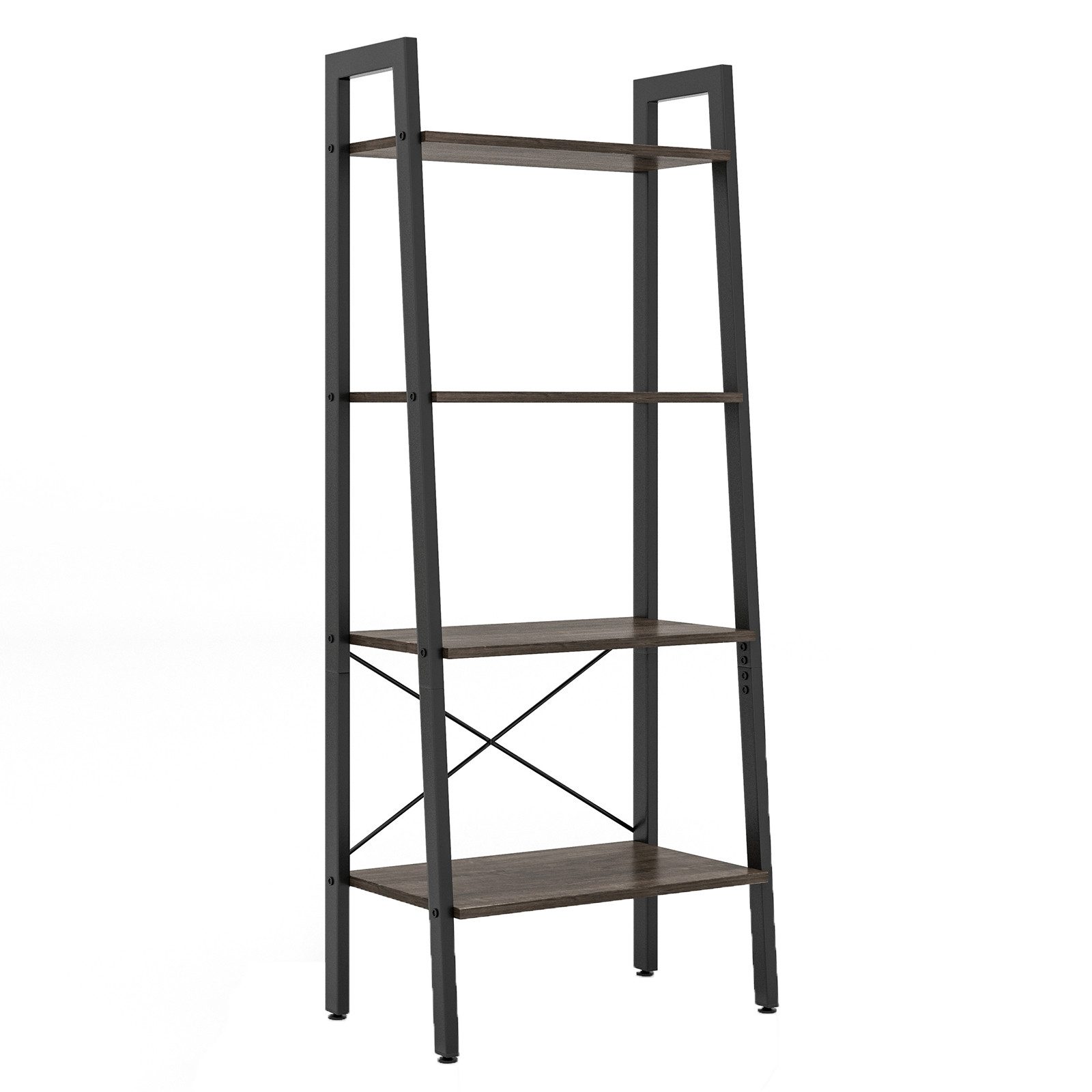 COSTWAY Bücherregal, stehend, 4 Ebenen, Metallrahmen, Kippsicherungen, 138c günstig online kaufen