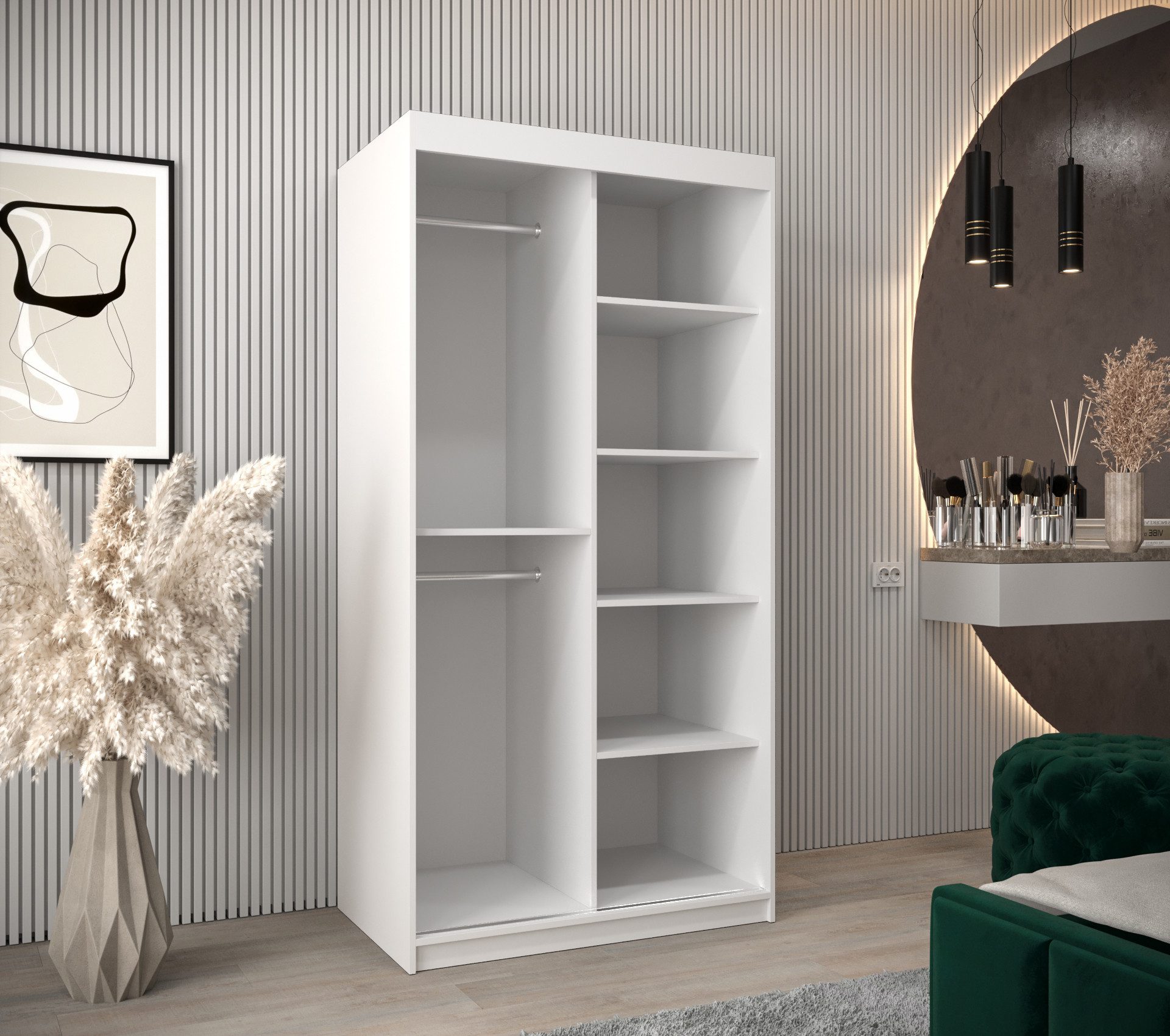 ABIKS MÖBEL Schwebetürenschrank DOME 3 Schlafzimmerschrank - mit Schiebetüren, Kleiderstange, Regalen