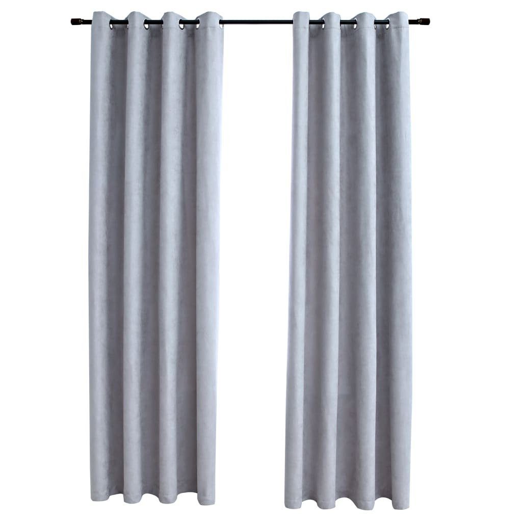 Vorhang (2 Stk. mit St) 2 cm, 140x175 Verdunkelungsvorhänge furnicato, Grau Metallösen