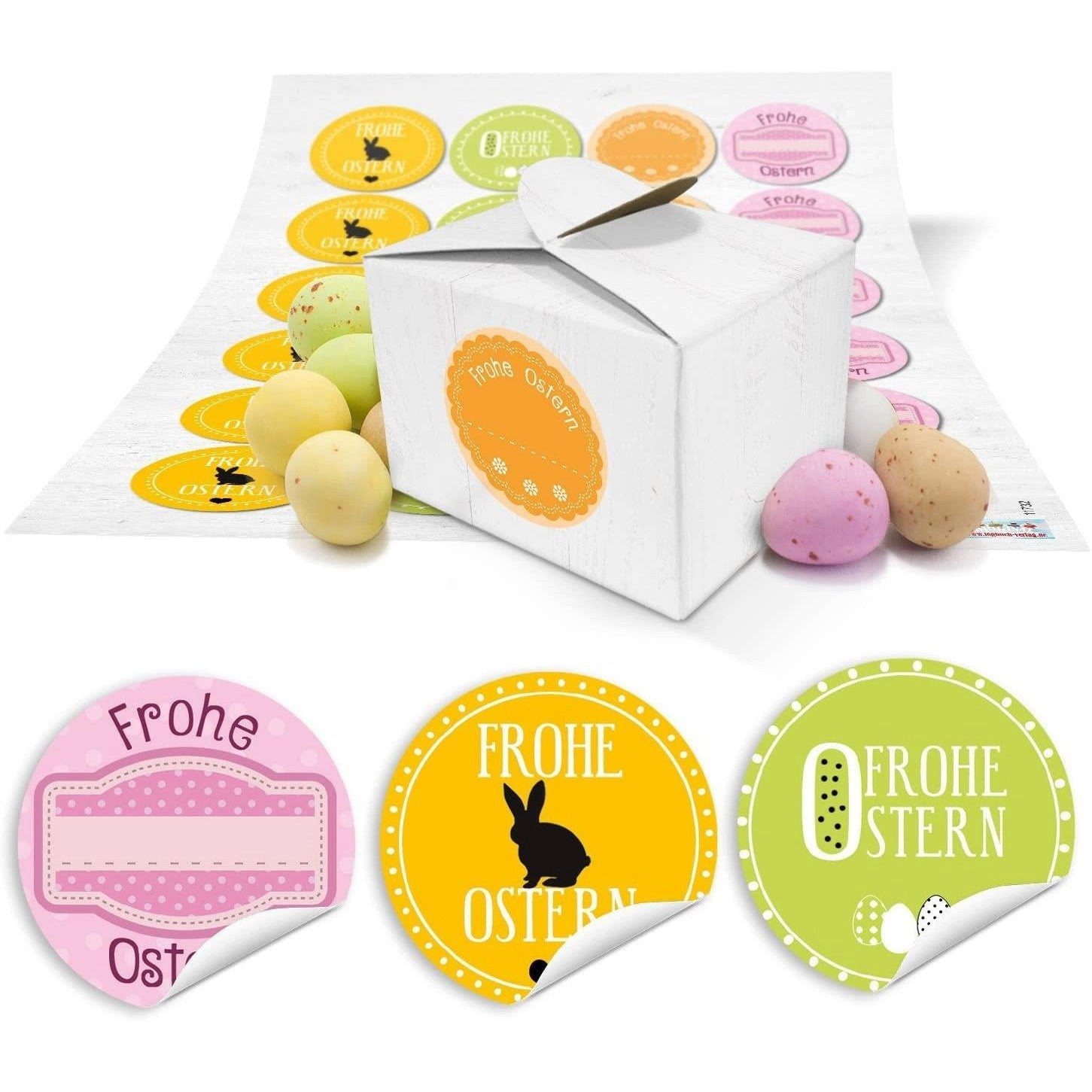 Logbuch-Verlag Aufkleber 24 kleine weiße Geschenkboxen Ostern Geschenkverpackung