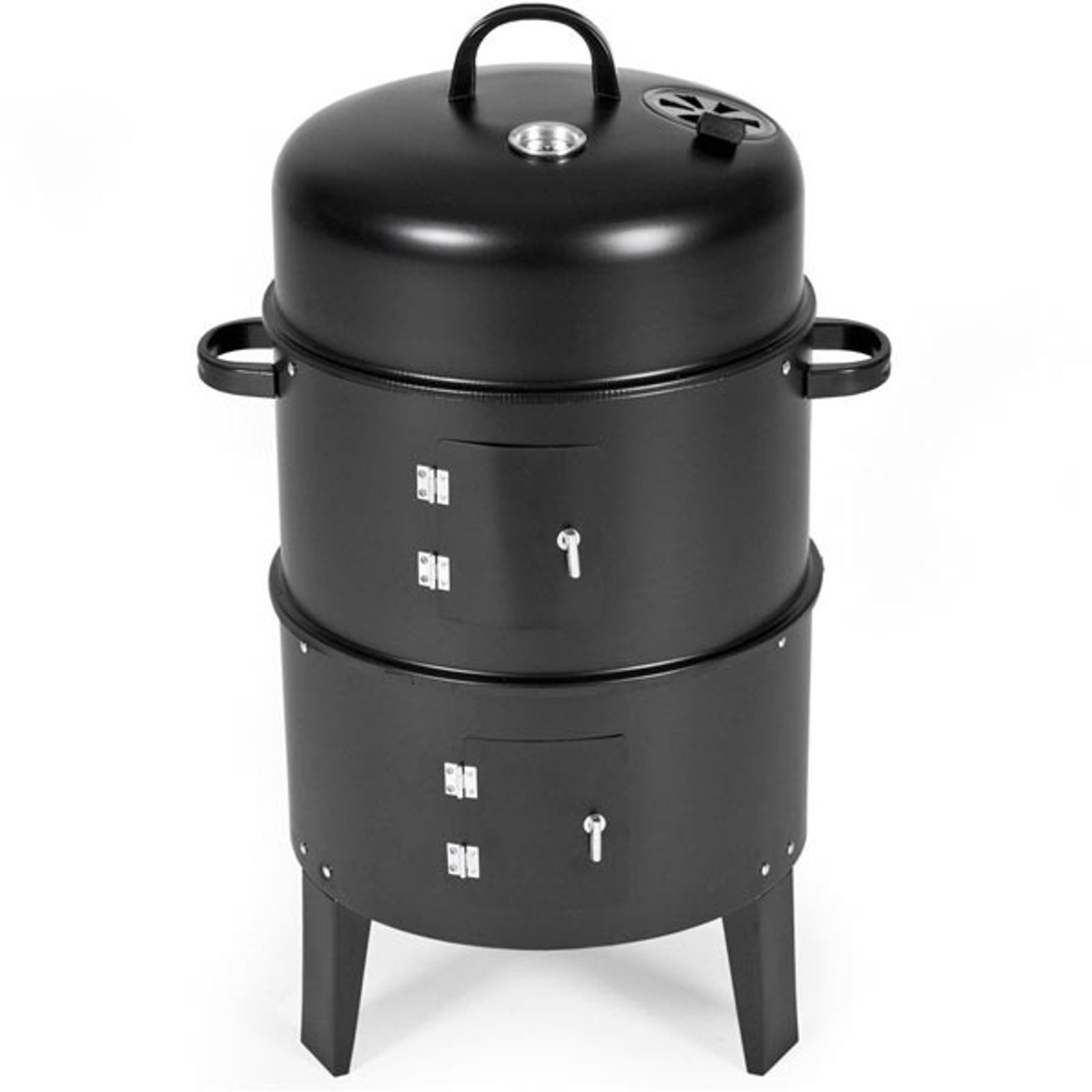 BURI Holzkohlegrill Gartengrill + Räucherofen Holzkohlegrill Grillrost verchromt Räuchern