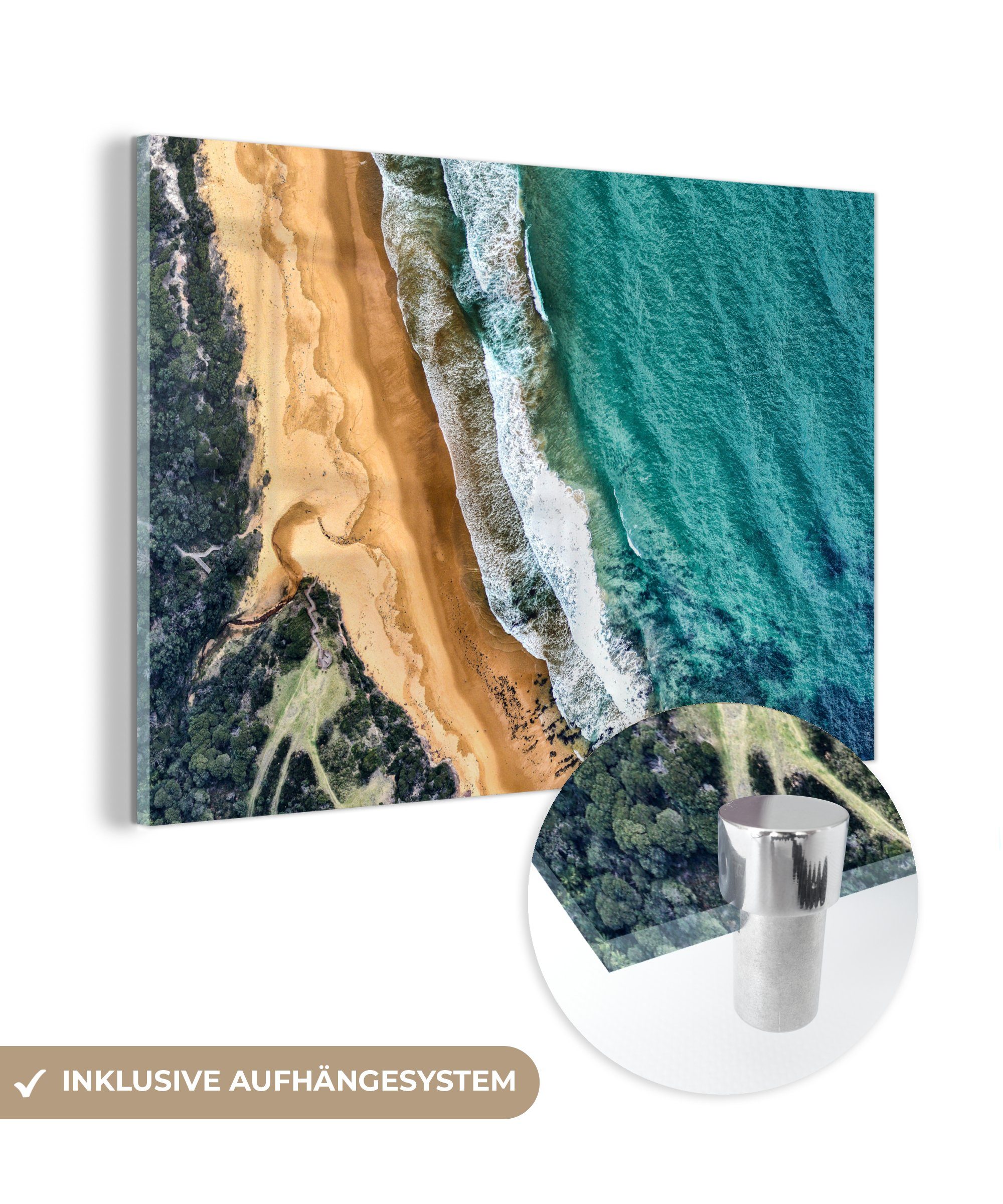 MuchoWow Acrylglasbild Strand - Meer - Sommer - Tropisch, (1 St), Acrylglasbilder Wohnzimmer & Schlafzimmer