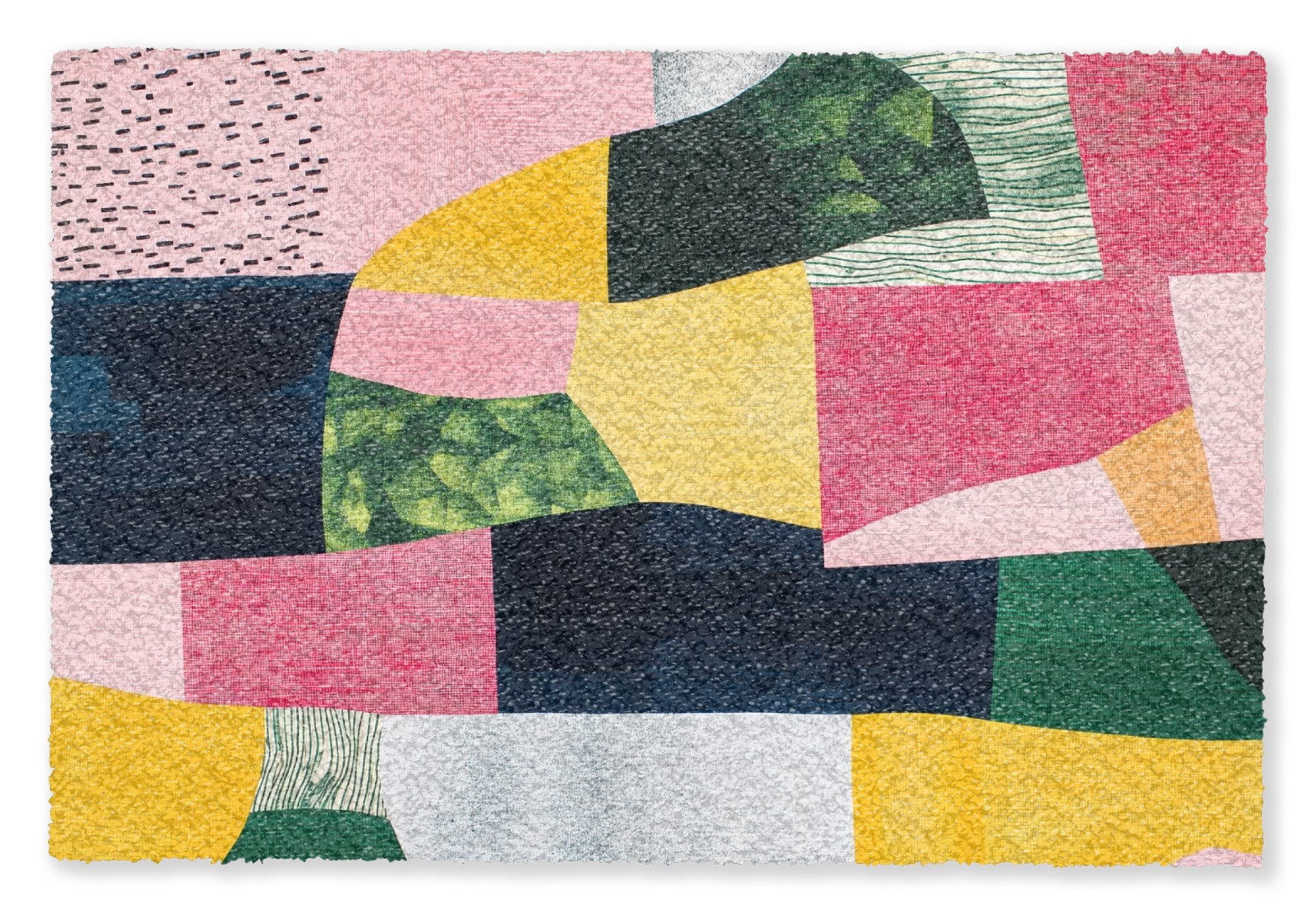 MuchoWow Fußmatte Abstrakt - Rosa - Formen - Gelb, Rechteckig, innen Schmutzfangmatte, Tür, Schmutzfänger Flur, Teppich, 60x40 cm