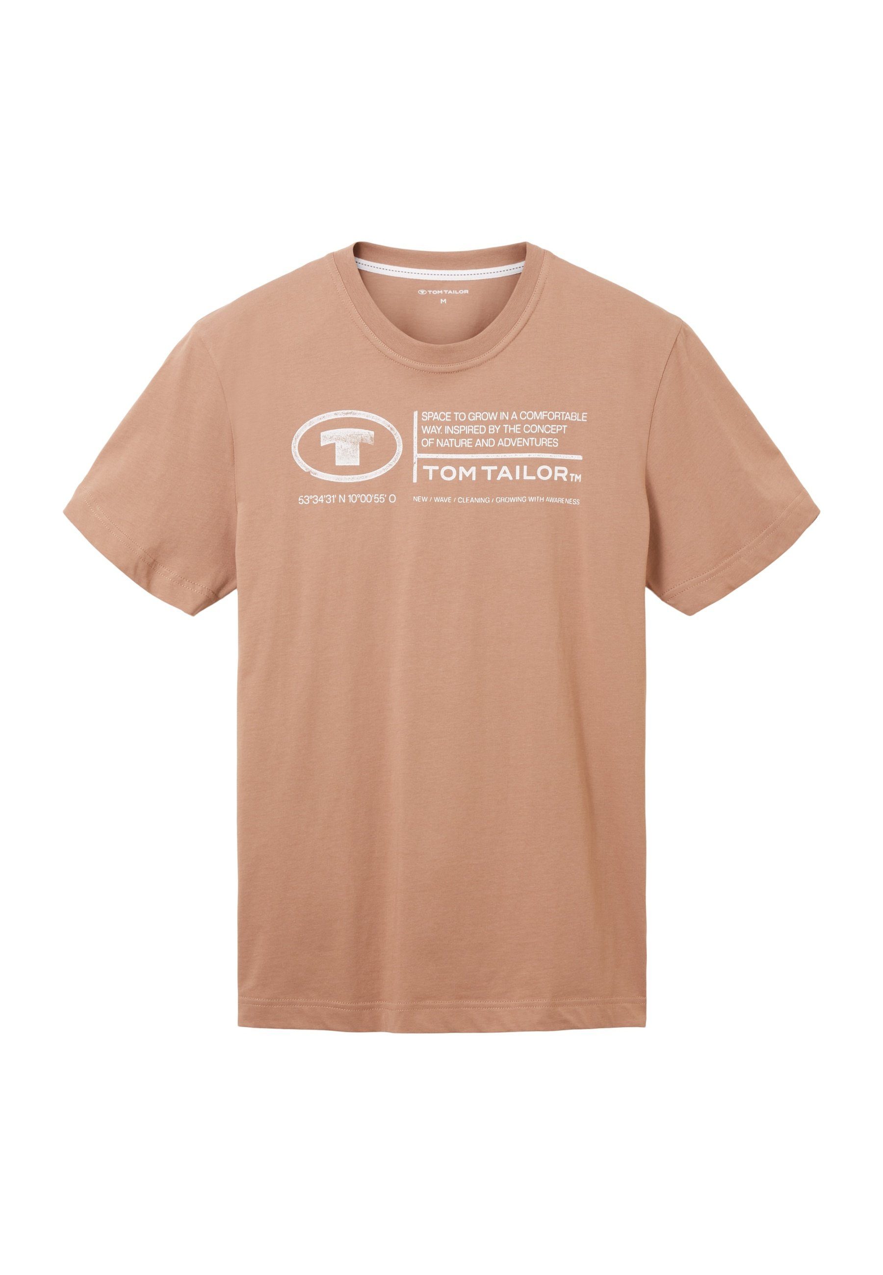 TOM TAILOR T-Shirt (1-tlg) Kurzarmshirt T-Shirt braun