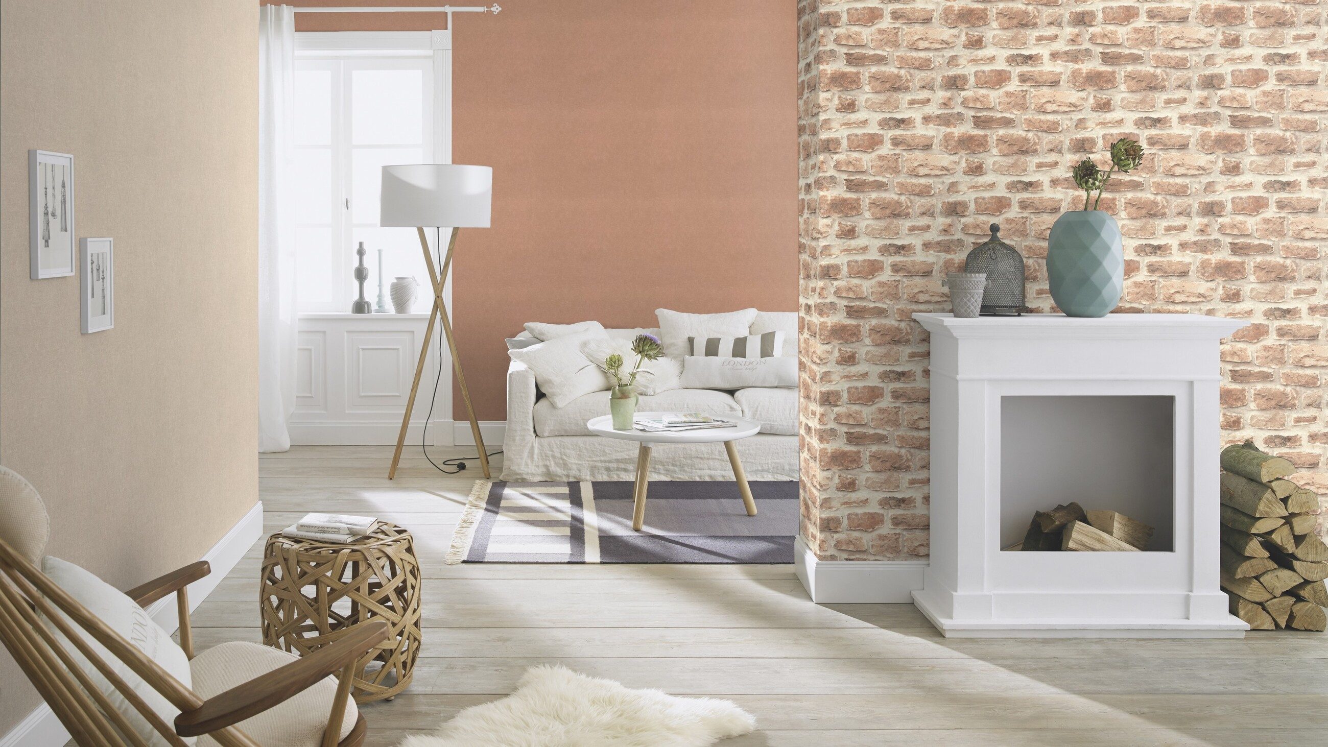 Rasch Vliestapete Steinoptik - Vinyltapete Beige Braun, Steinoptik, Naturoptik, (1 Rolle, 1 St., 10,05 m x 0,53 m), gute Lichtbeständigkeit, feucht abwischbar, restlos abziehbar