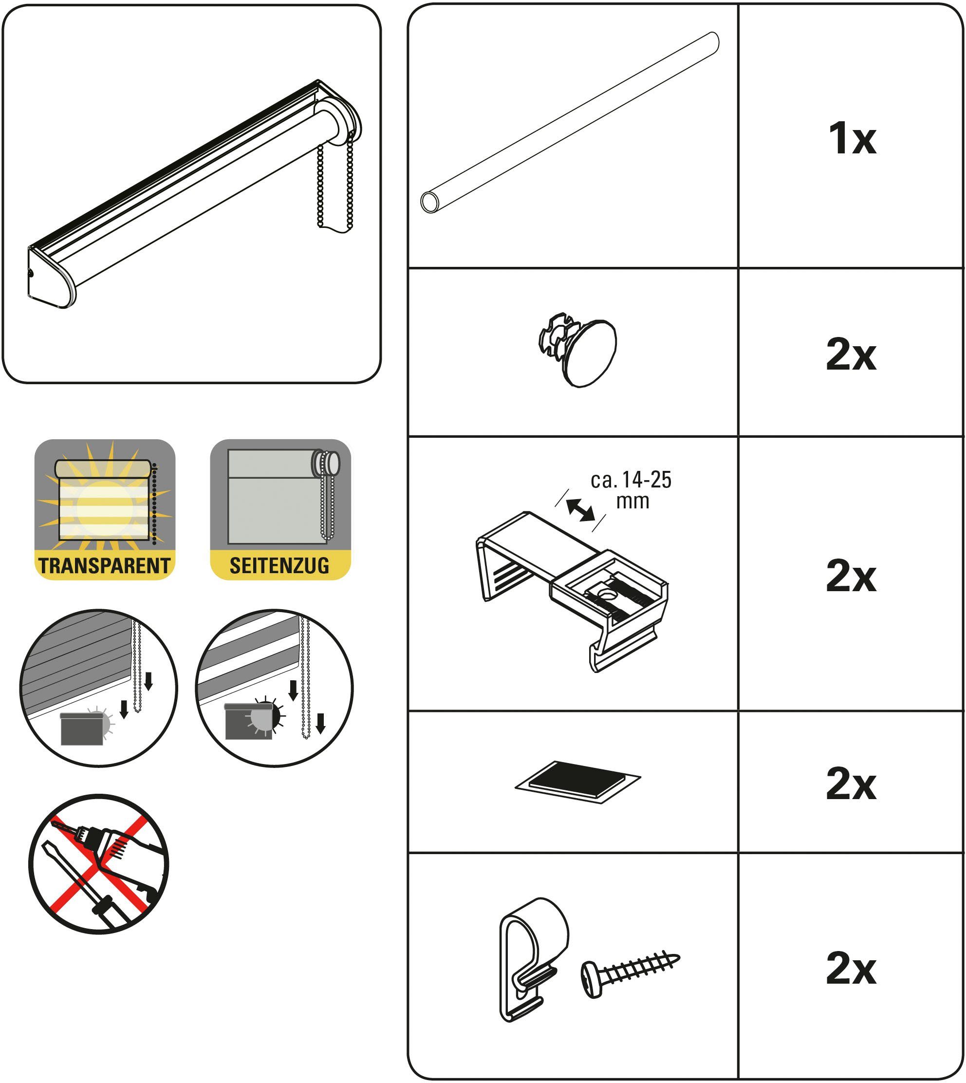 EASYFIX weiß GARDINIA, segmentweise ohne gewebter Karo, Lichtschutz, Klemmfix, Bohren, Duo Stoff Rollo Doppelrollo