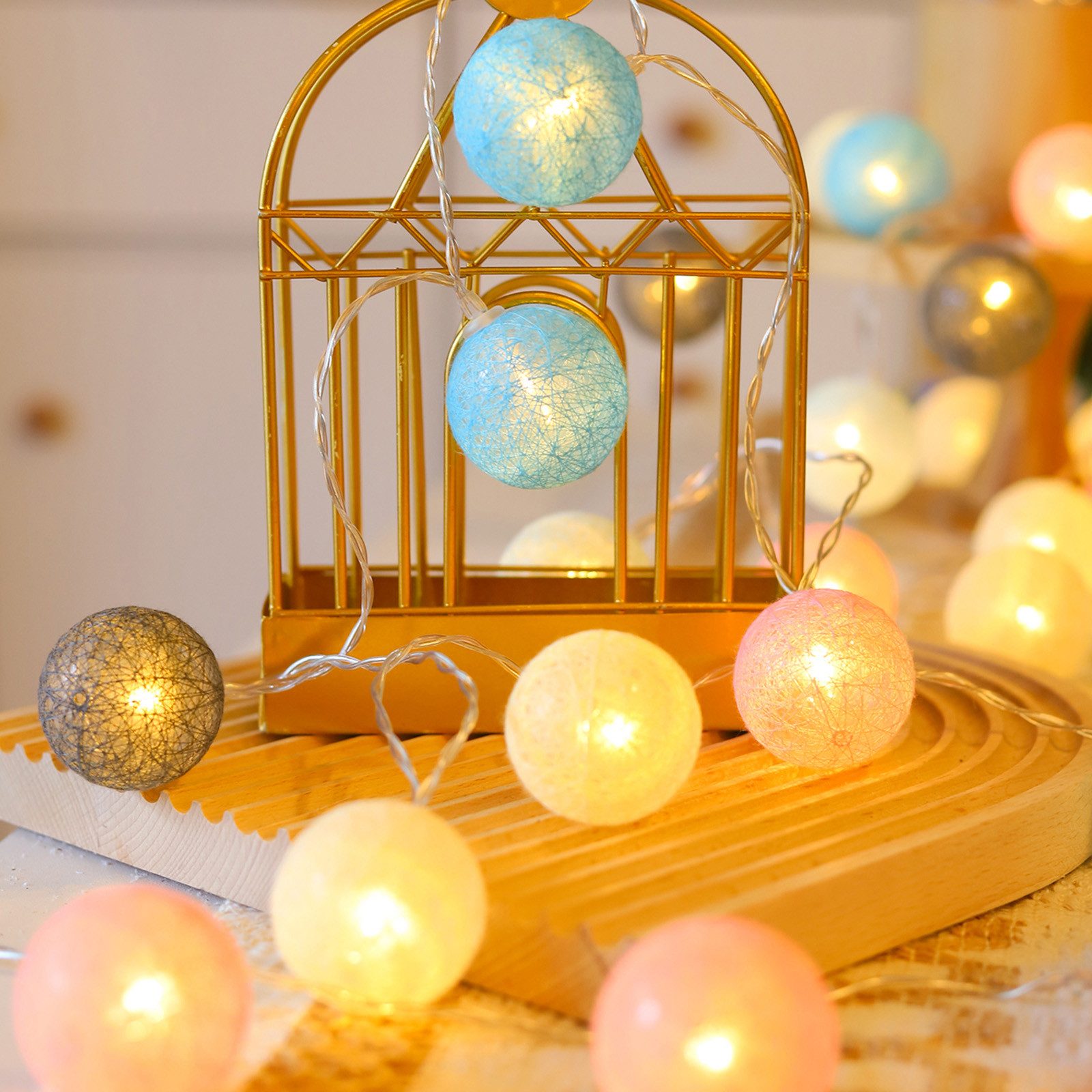 MUPOO LED-Lichterkette Wattebällchen Lichterkette Batteriebetrieben Festdek günstig online kaufen