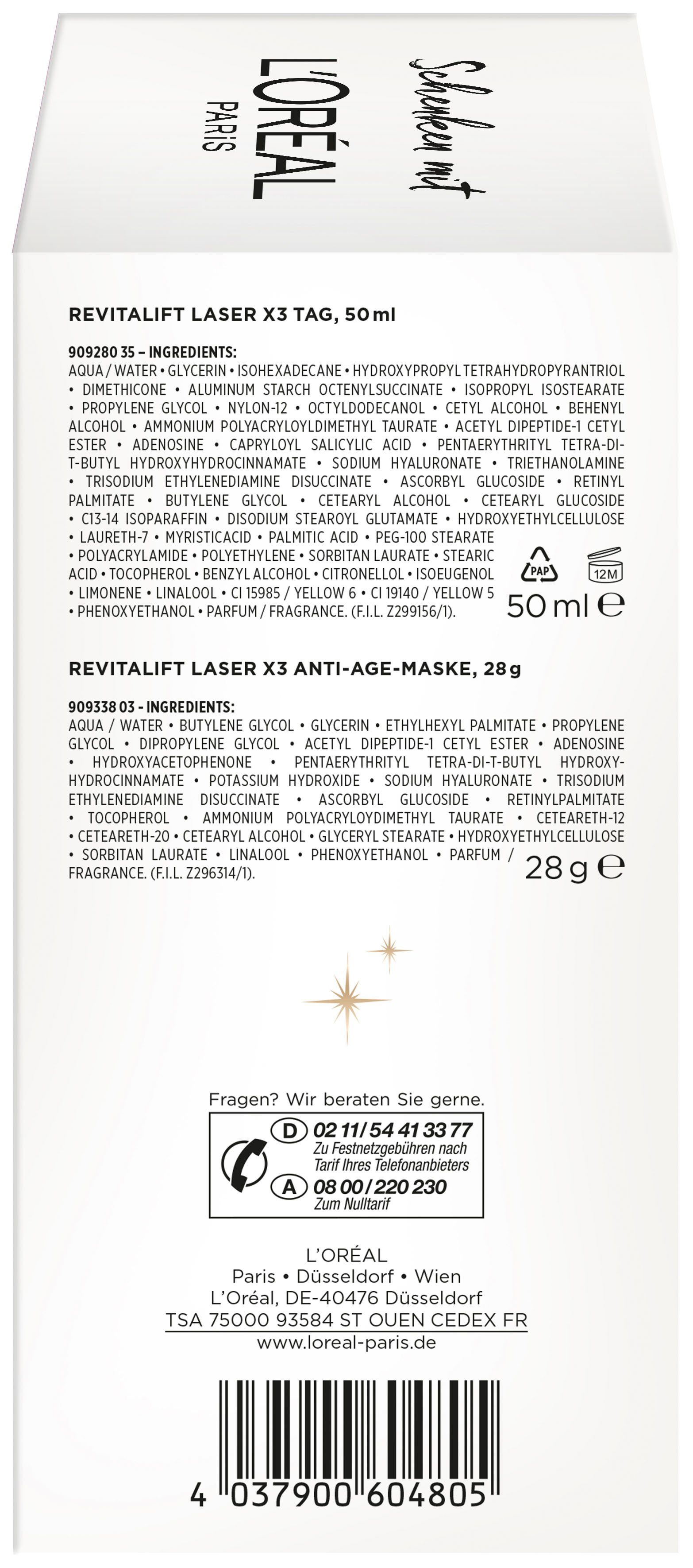 L'ORÉAL PARIS Tagescreme REVITALIFT LASER PFLEGESET, 2-tlg., mit Hyaluron