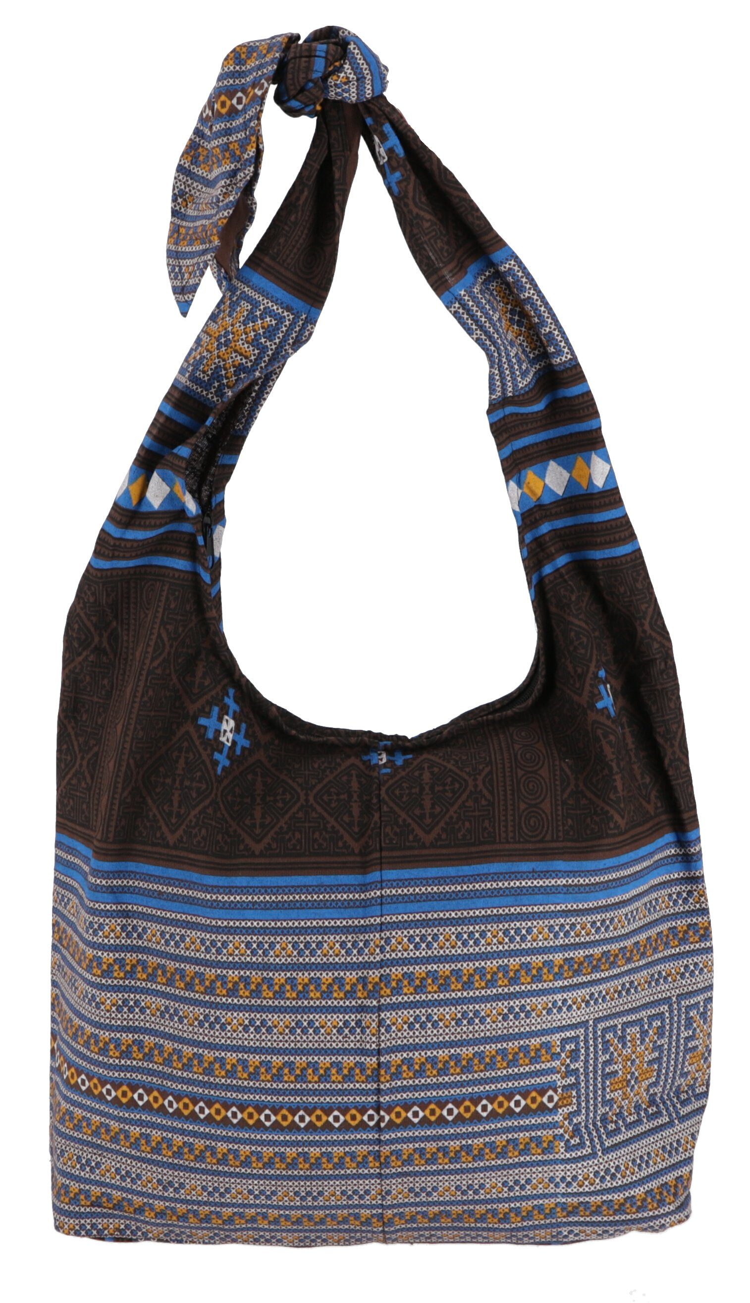 Guru-Shop Schultertasche Sadhu Bag, Boho Schulterbeutel, Hippie Tasche -.. braun/blau