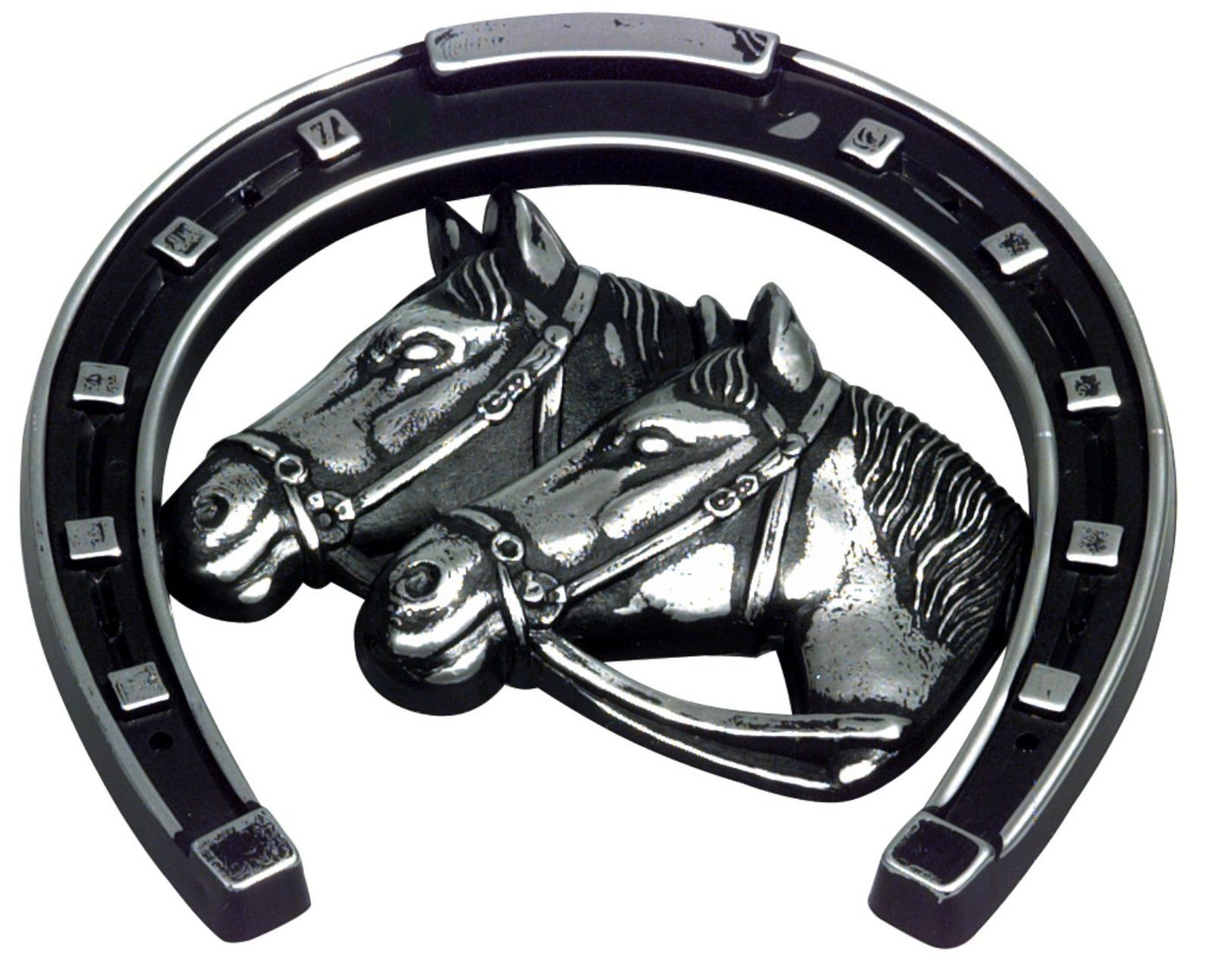 Thumbnail - HR Autocomfort Hinweisschild Kühlergrill 3D Relief Emblem Pferd mit Hufeisen Glück