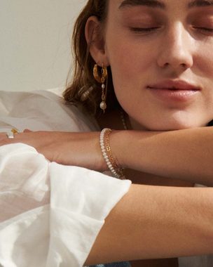Pernille Corydon Perlenarmband Lagoon Armband Damen 16-19 cm, Silber 925, 18 Karat vergoldet