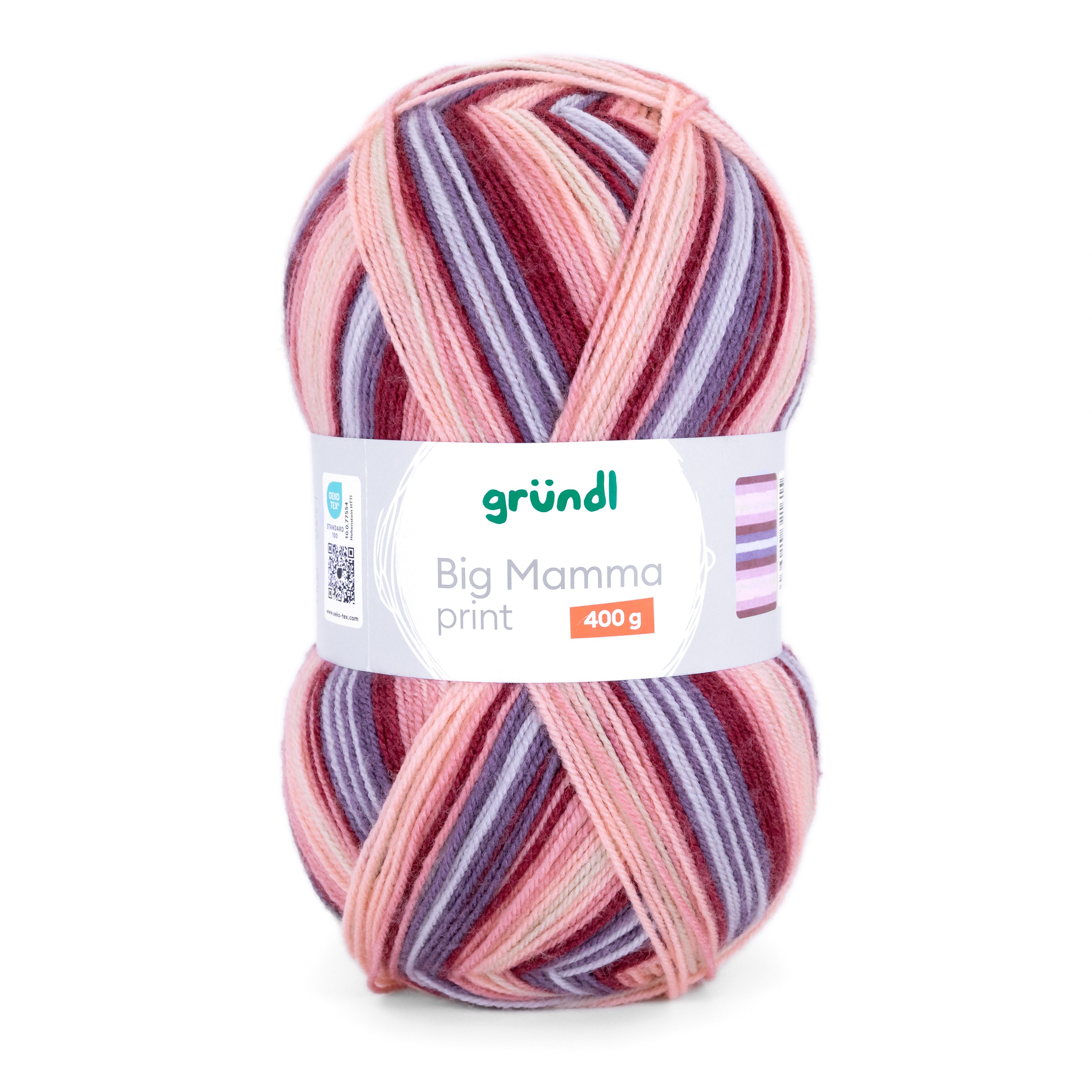 Gründl Wolle 400g Big Mamma Print Großknäuel Strickgarn Häkelwolle, 1040,00 m (Wolle zum Stricken und Häkeln, Strickwolle Handarbeitsgarn, Handstrickgarn), Wolle ohne Schurwolle