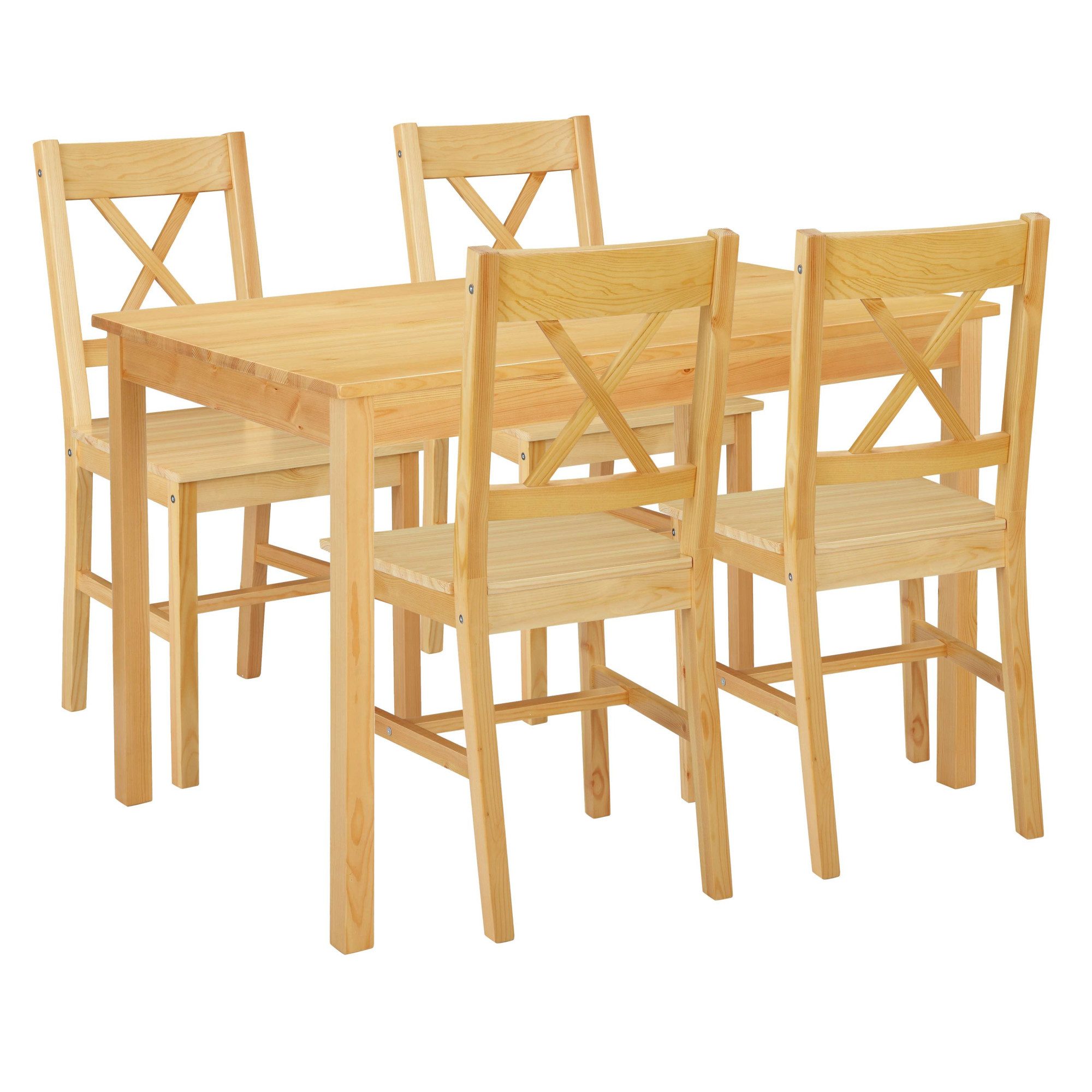 OTTO home Essgruppe Willow, (Set, 5-tlg), Esstisch mit 4 Stühlen, aus massivem Kiefernholz