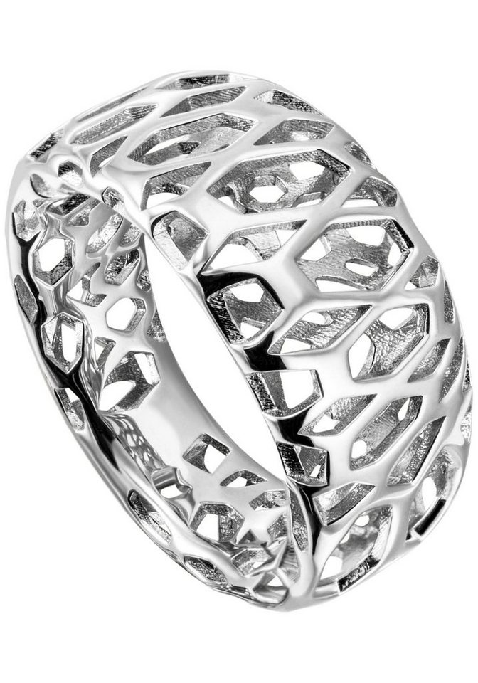JOBO Fingerring Ring breit, 925 Silber rhodiniert