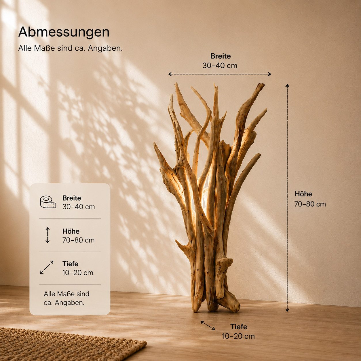 Möbel Bressmer Stehlampe BAKA Holzwandlampe,Handarbeit Treibholzlampe,dekorative wandleuchte