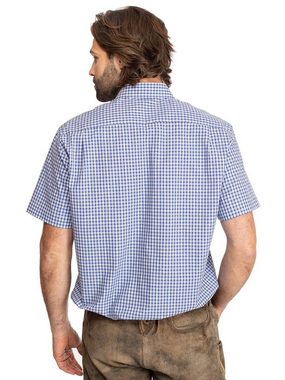 OS-Trachten Trachtenhemd Karo Kurzarmhemd STARNBERG blau (Regular Fit)