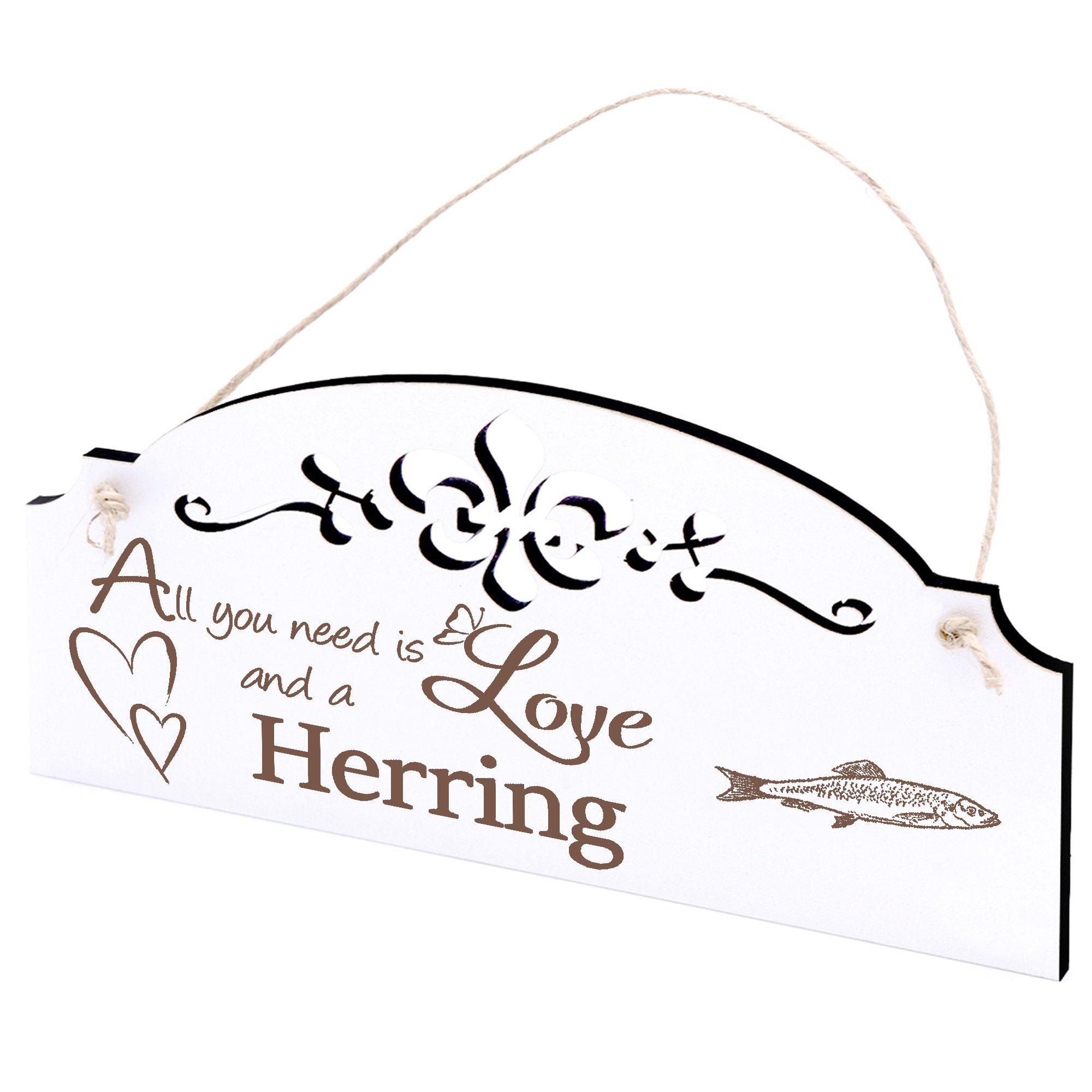 Dekolando Hängedekoration Hering Deko 20x10cm All you need is Love