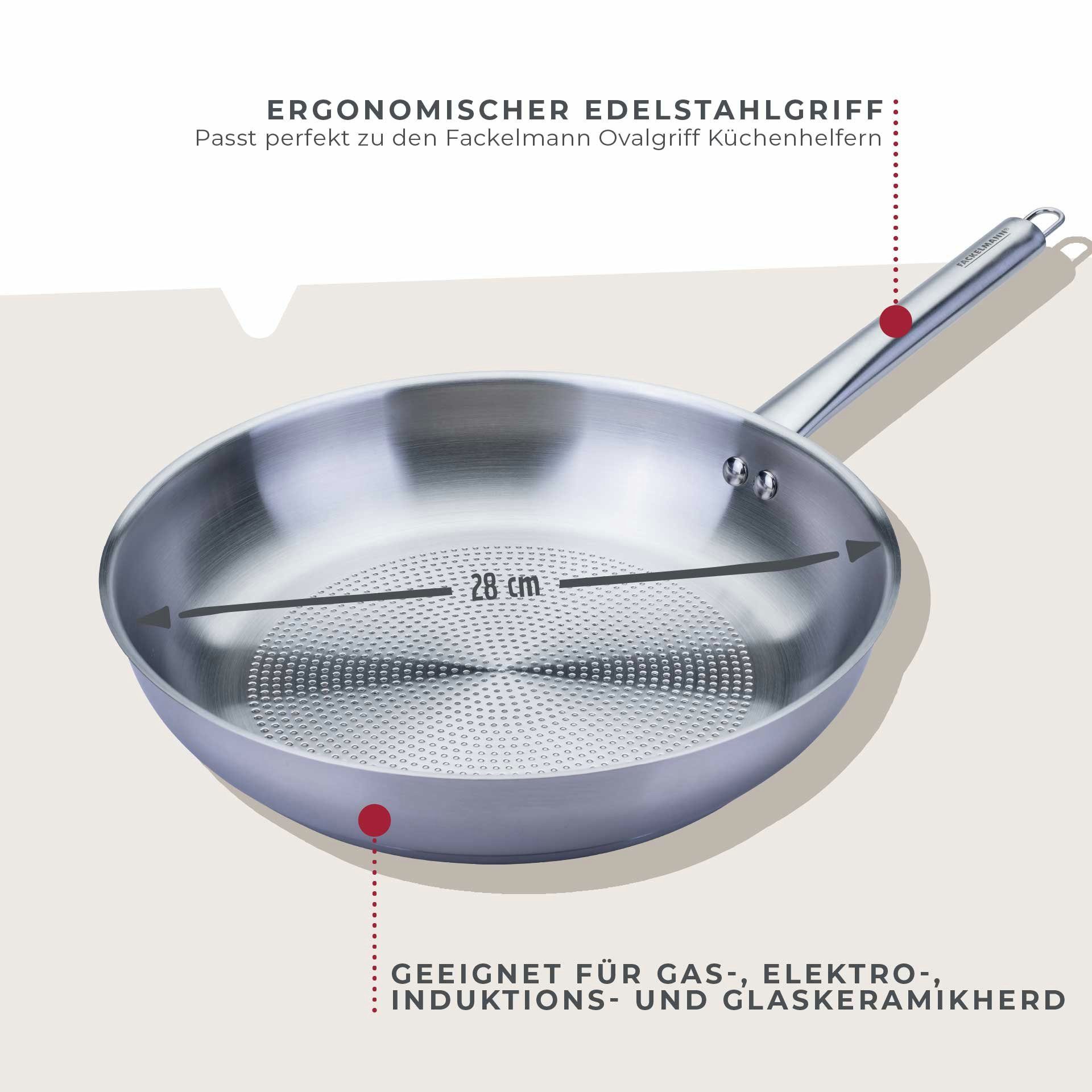 FACKELMANN Bratpfanne Edelstahl-Pfanne, Kochgeschirr, Universalpfanne
