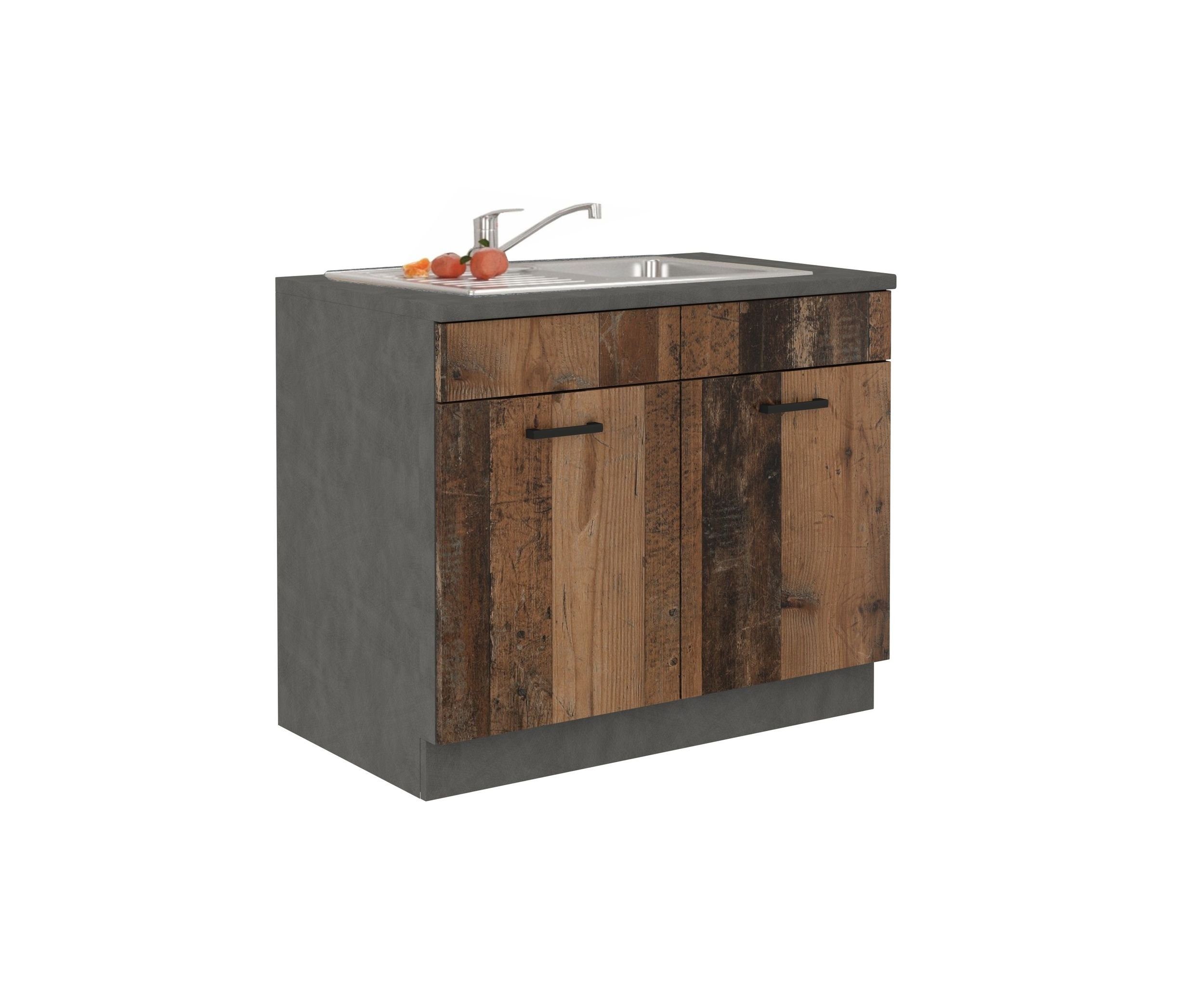 Küchen-Preisbombe Spülenschrank 100 cm Küchen Buffet günstig online kaufen