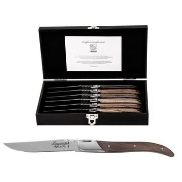Laguiole Style de Vie Steakmesser LAGUIOLE STEAKMESSER "MISCHHOLZ", 6 Holzarten, 6 Messer im Etui