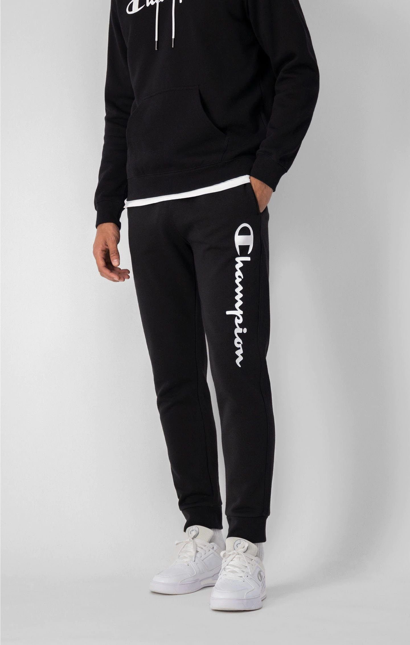 Sweathose schwarz seitlichen Logo-Schriftzug Hose mit Jogginghose Champion