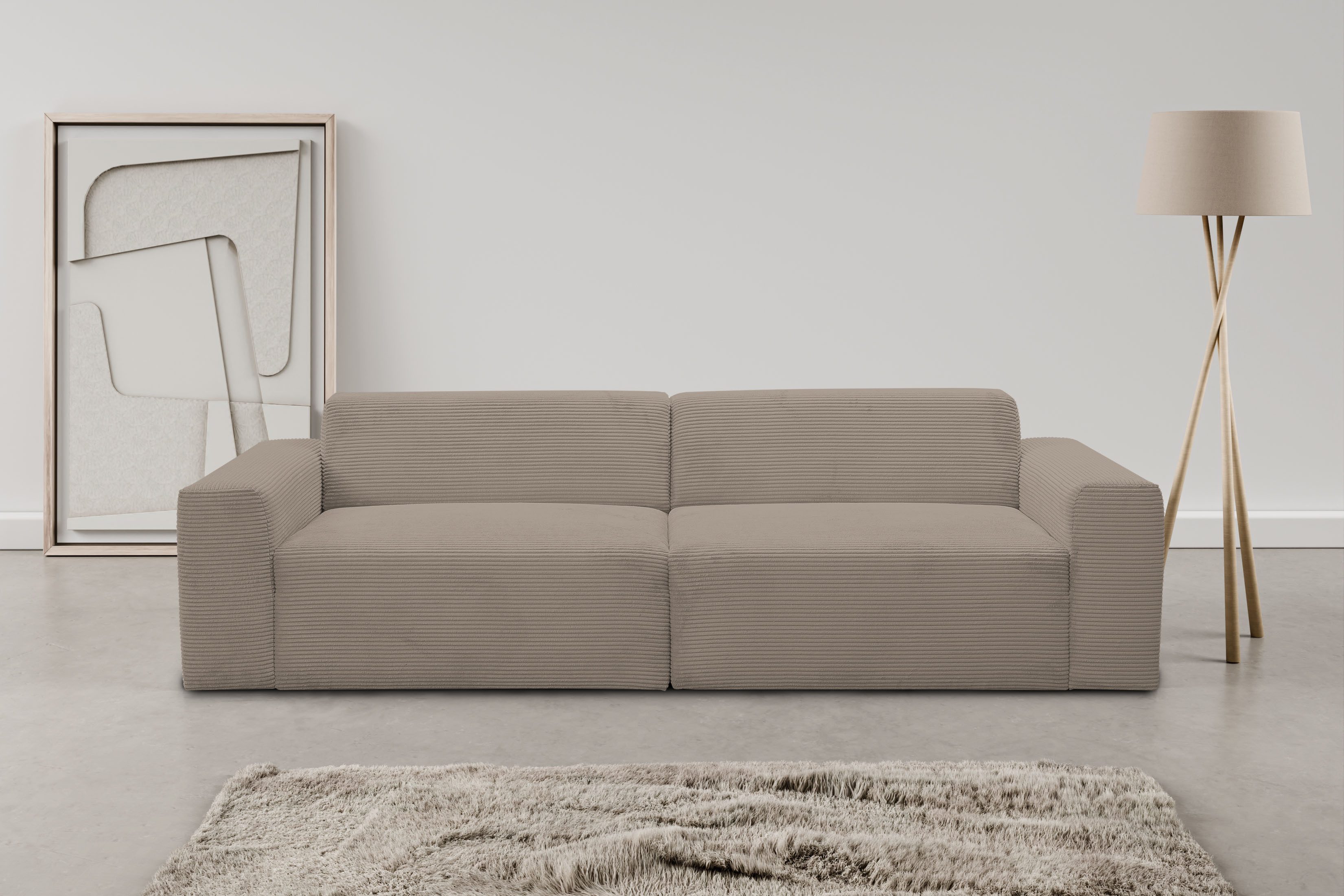 WERK2 Sofa Zeus 3-Sitzer 256 cm breit, 105 cm tief, Big-Sofa, modern & bequem, Curvy Trend 3-Sitzer mit urbaner Optik