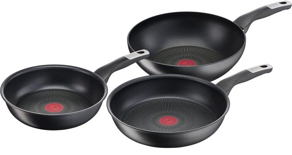 Tefal Pfannen-Set G25591, (Unlimited On 3-teiliges Pfannen-Set, Pfannen  24/28 cm und Wokpfanne 28 cm, kratzfeste), Antihaftversiegelung, Thermo- Signal, alle Herdarten + Induktion