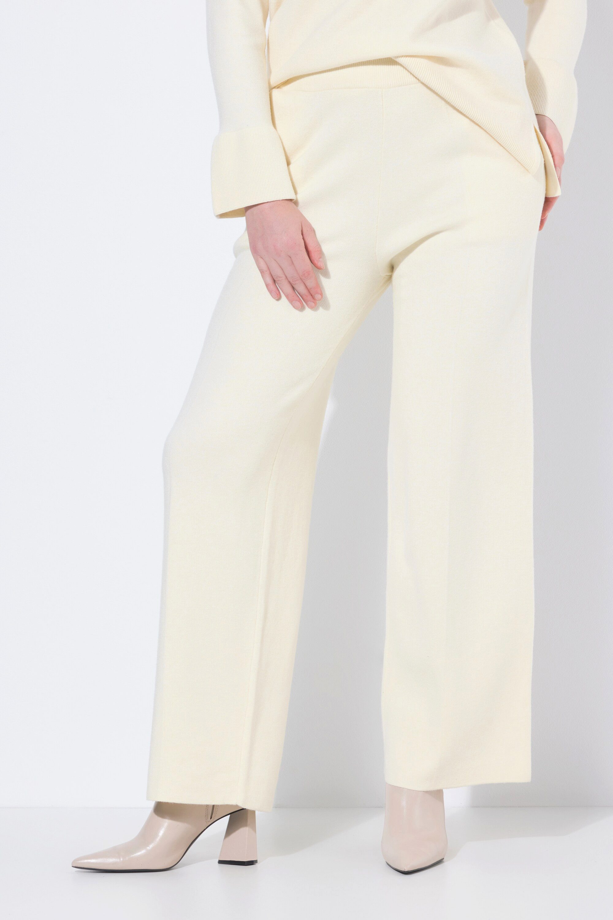 Ulla Popken Funktionshose Strickhose Bügelfalte weites Bein Elastikbund