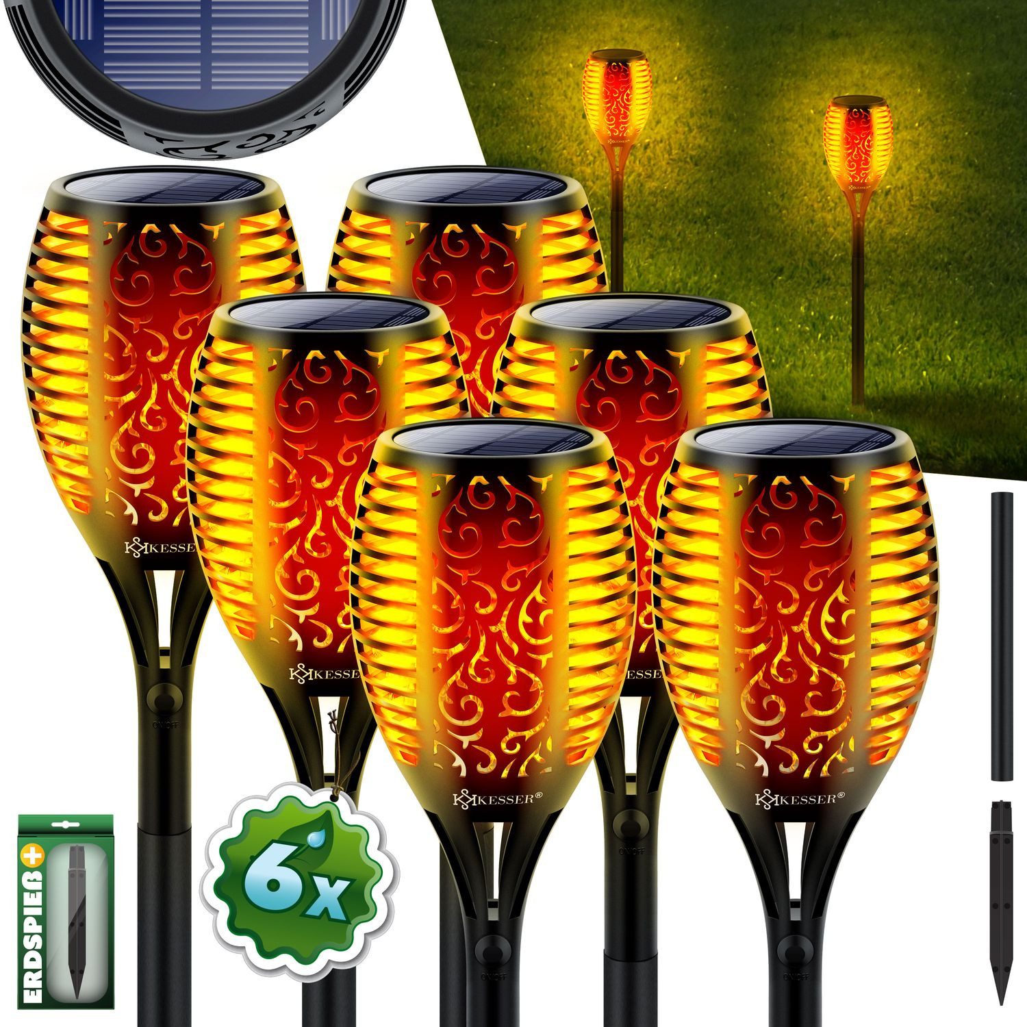 KESSER LED Gartenleuchte, Gartenfackel Solar Set Solarleuchten Flamme mit W günstig online kaufen
