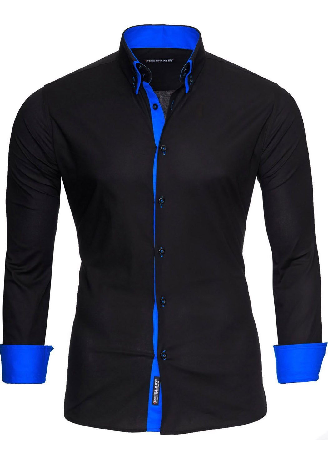 Reslad Langarmhemd Reslad Herren Langarm Hemd Alabama RS-7050 (Herrenhemd) Doppelkragen Kontrast Männer Рубашки