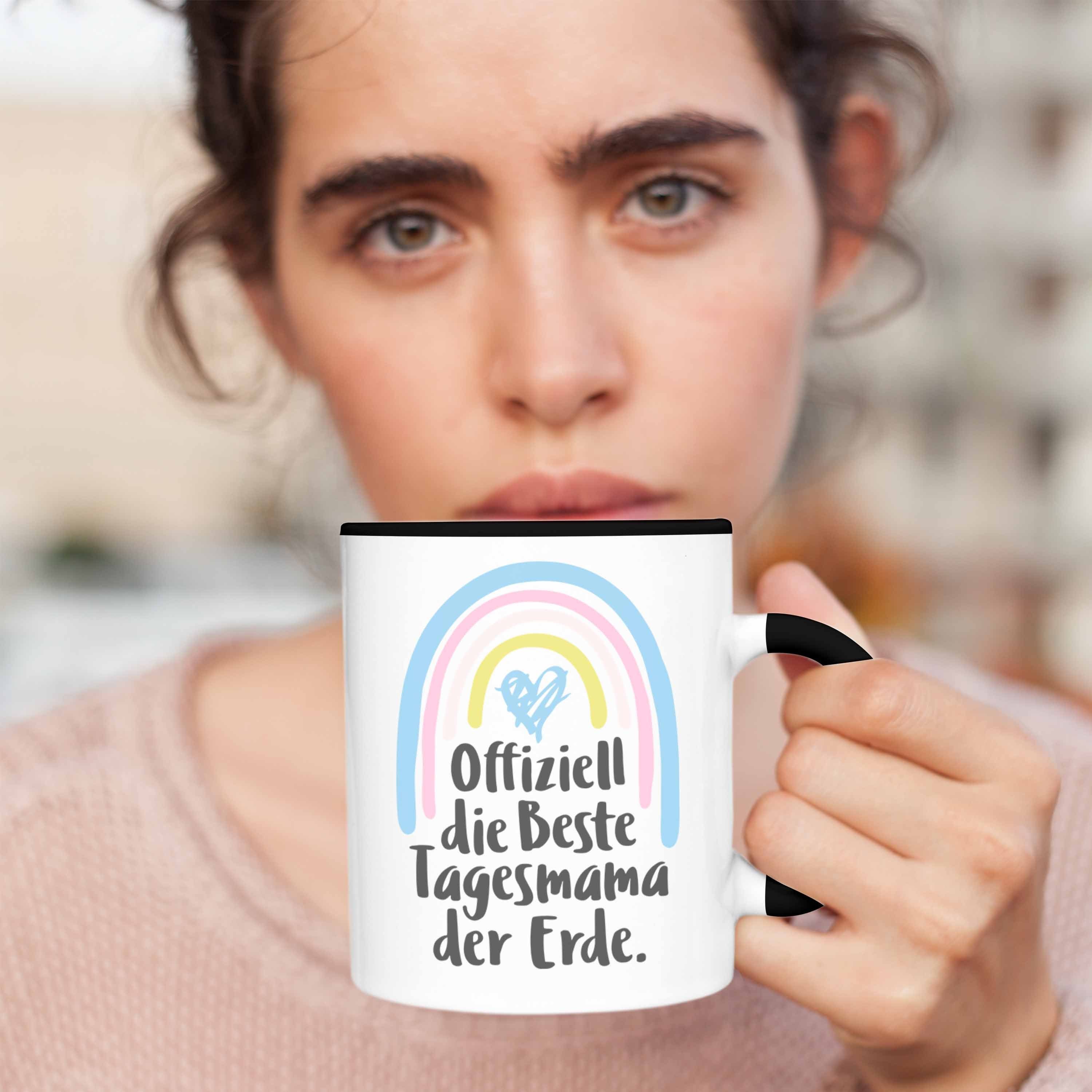 Beste Tasse Tasse - Erzieherin Schwarz Geschenkidee Trendation Herz Tagesmama Geschenk Aufpasserin mit Erde Trendation Tagesmutter der