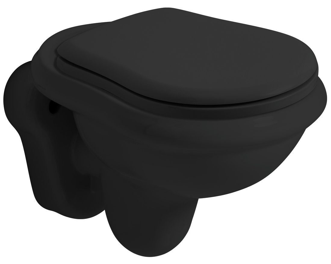 Kerasan Tiefspül-WC RETRO Hänge-WC, 38x52cm, schwarz matt, Kerasan-101531