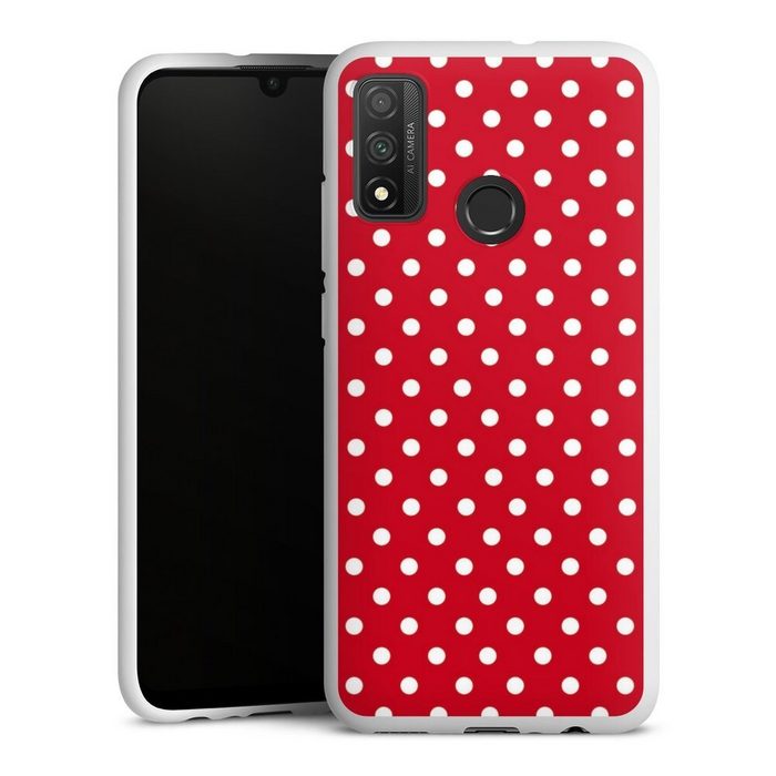 DeinDesign Handyhülle Punkte Retro Polka Dots Polka Dots - dunkelrot und weiß Huawei P Smart (2020) Silikon Hülle Bumper Case Handy Schutzhülle