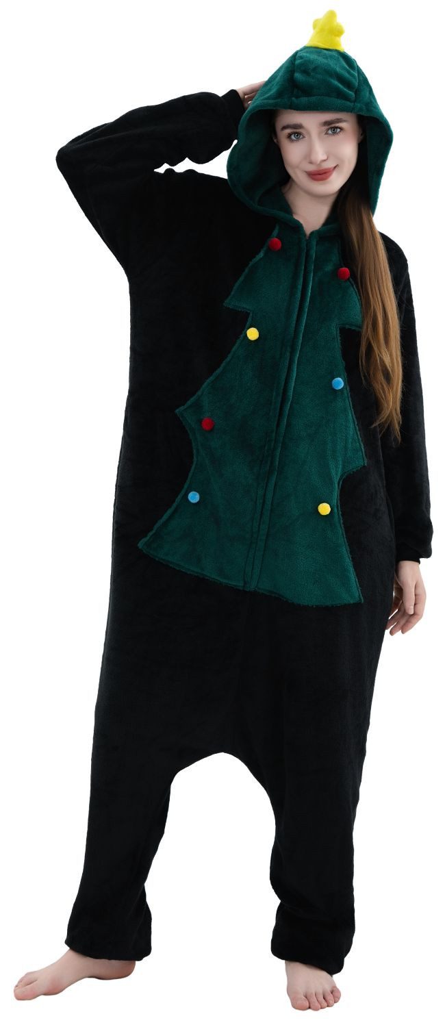 Corimori Partyanzug Onesie Ganzkörper Kostüm für Erwachsene, Damen Herren Kostüme Weihnachtsbaum Tannenbaum Christbaum,L