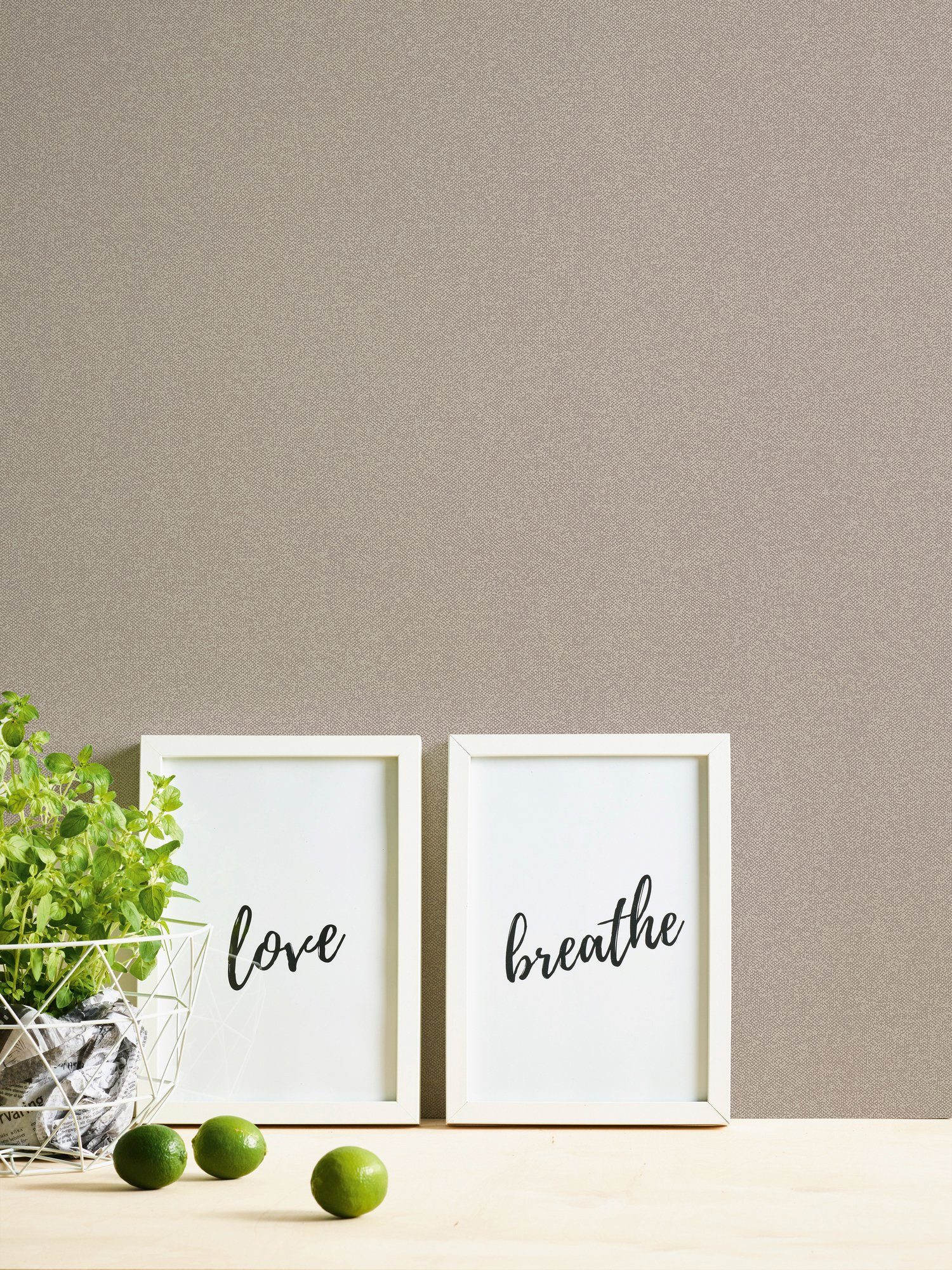 Bricoflor Einfarbige Tapete in Taupe Beige Vliestapete Schlicht in Textil O günstig online kaufen